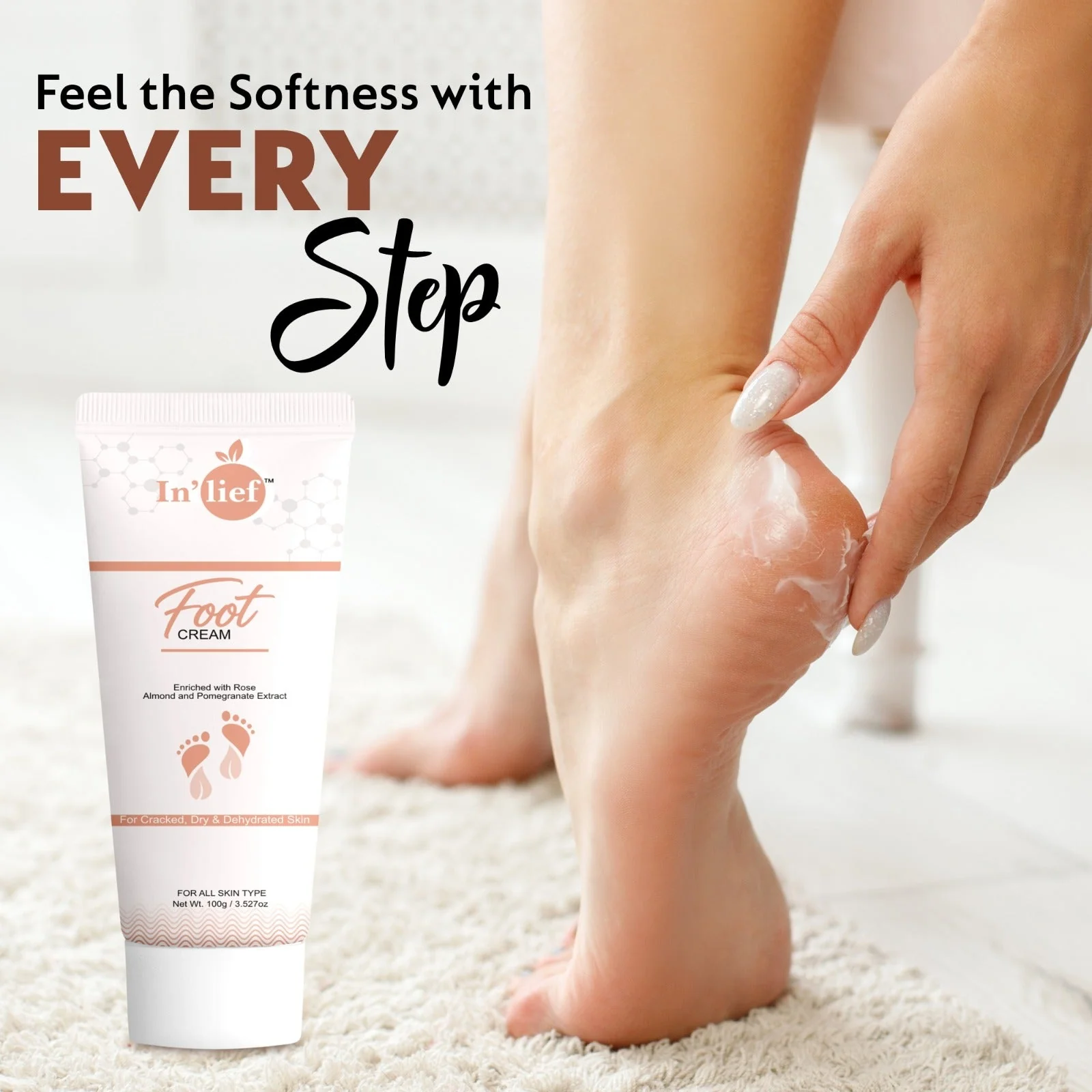 Deep Moisturizing Foot Cream with Shea Butter & Pomegranate Extract – Softens Dry, Cracked Heels | Non-Greasy, Fast Absorbing | Nourishing Daily Foot Care - Image 6