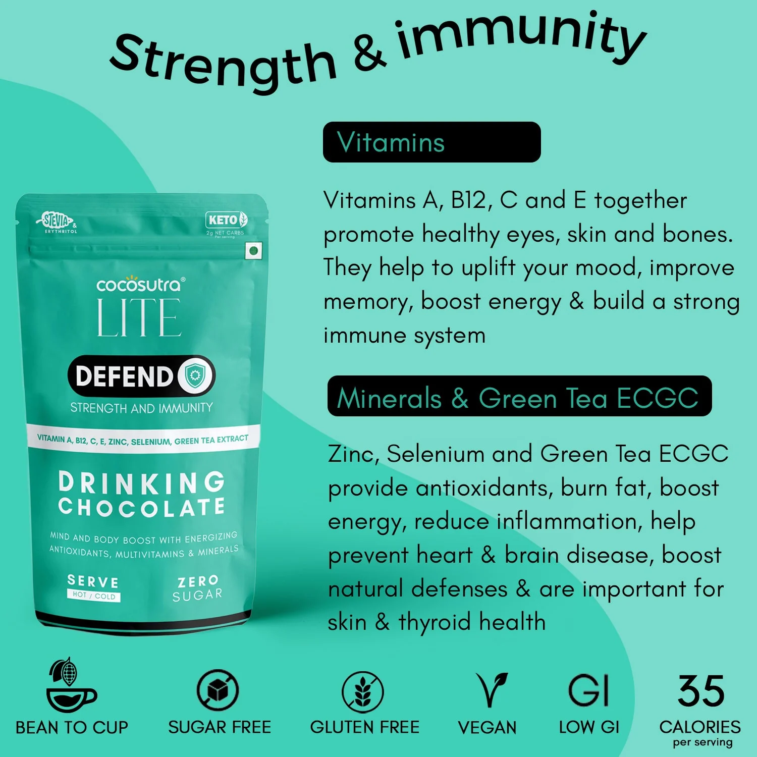 DEFEND - Sugar Free Drinking Chocolate Mix - For Strength & Immunity | 200 g - Image 4