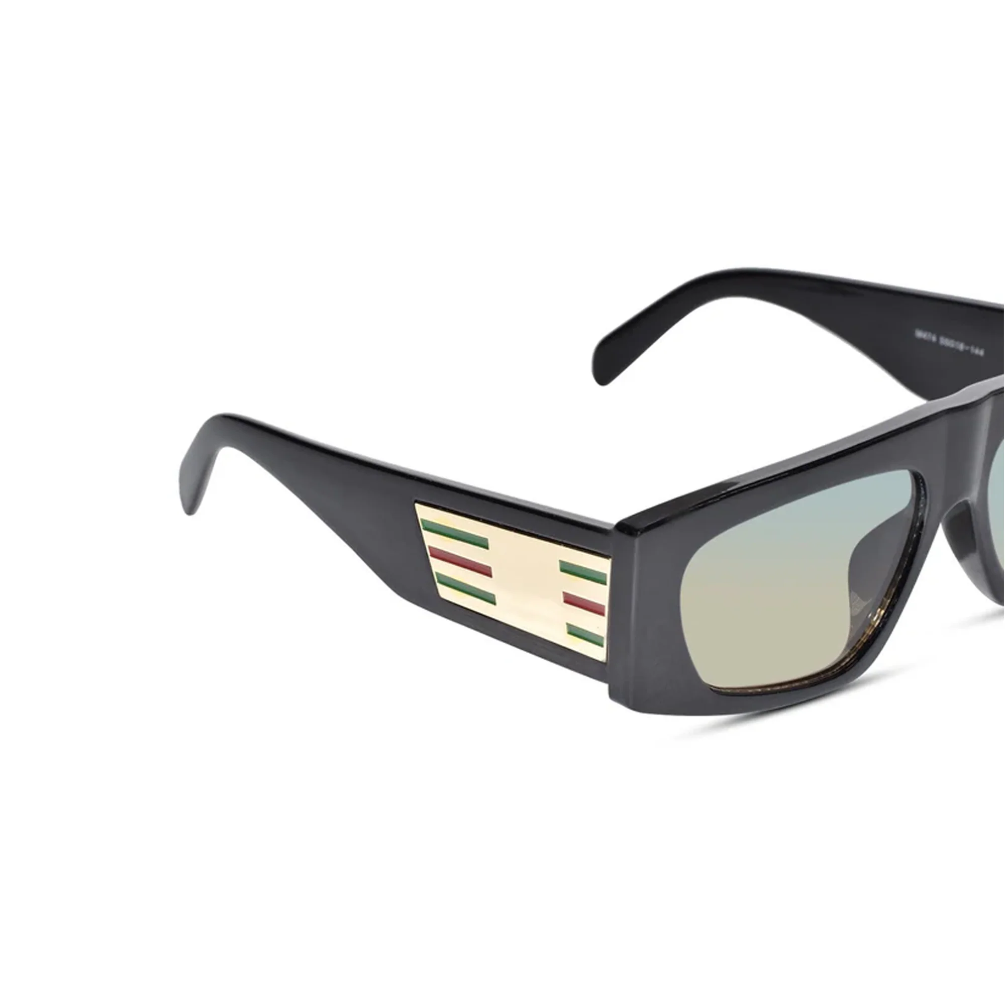 Designer Black Retro Bold Rectangular Black Sunglasses - Image 5