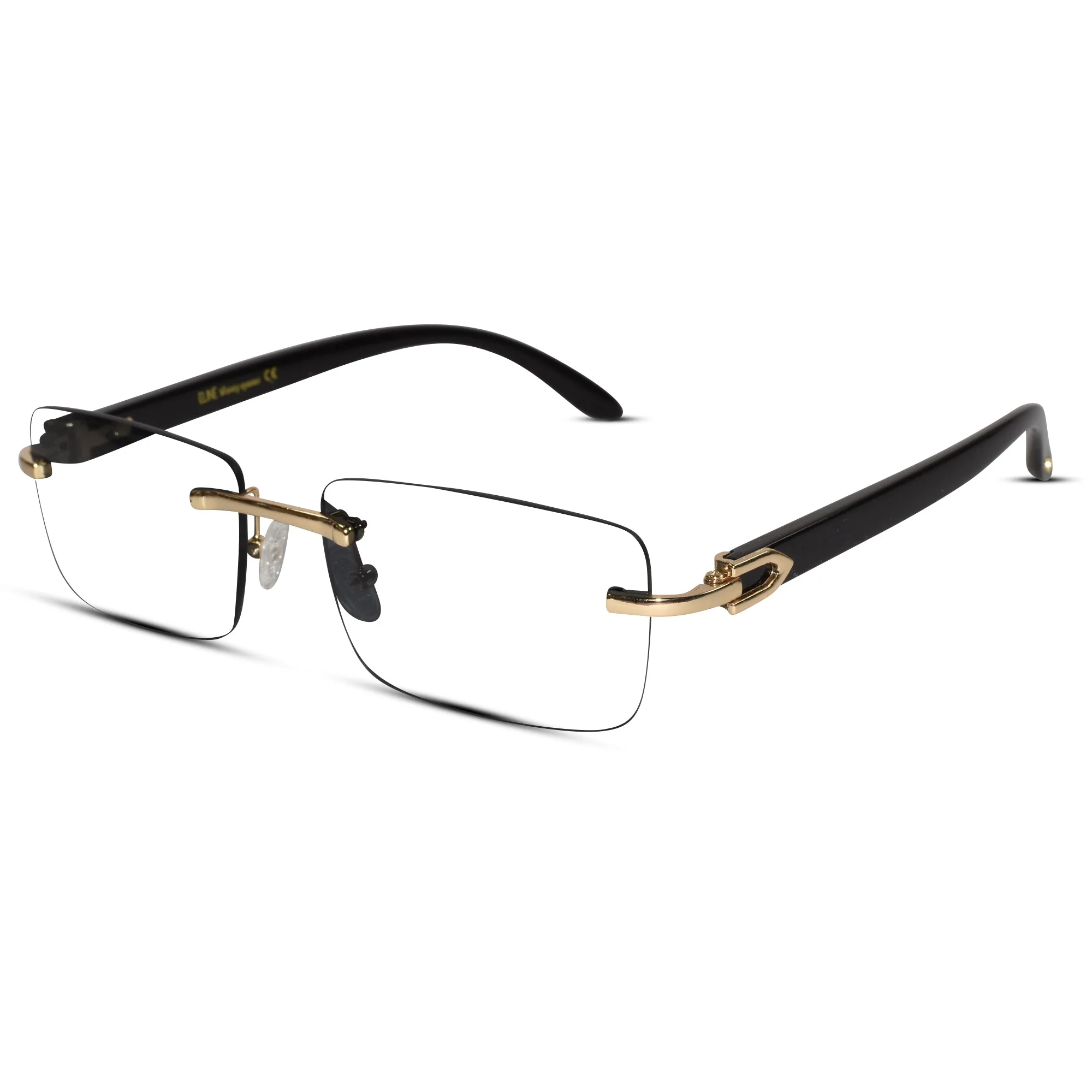 Designer Gold Black Reactngular Rimless Eyeglasses