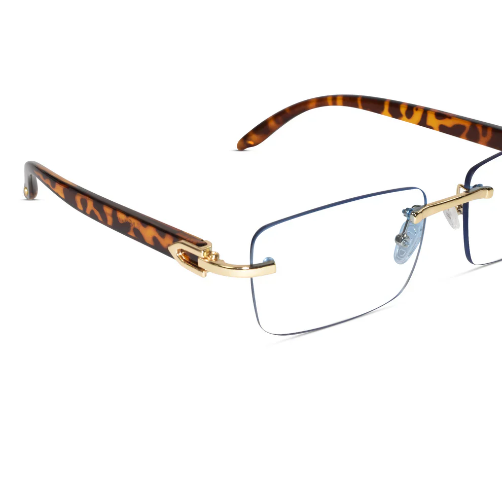 Designer Gold Black Reactngular Rimless Eyeglasses - Image 7