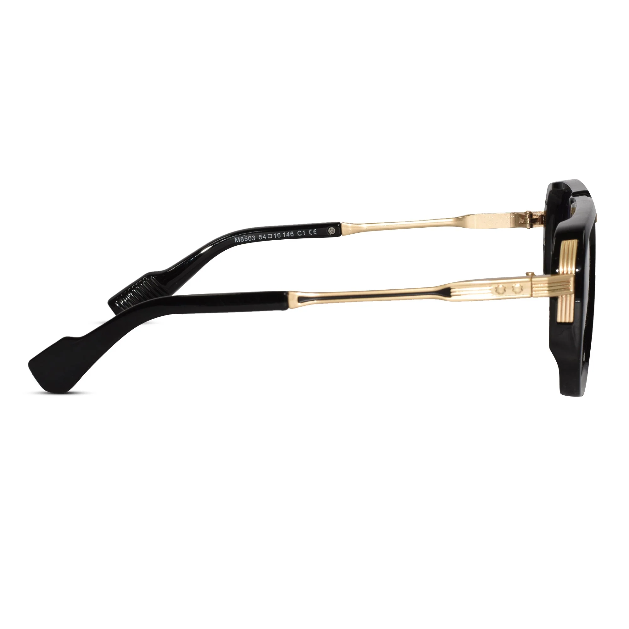 Designer Gold Black Square Sunglasses For Men - Image 4