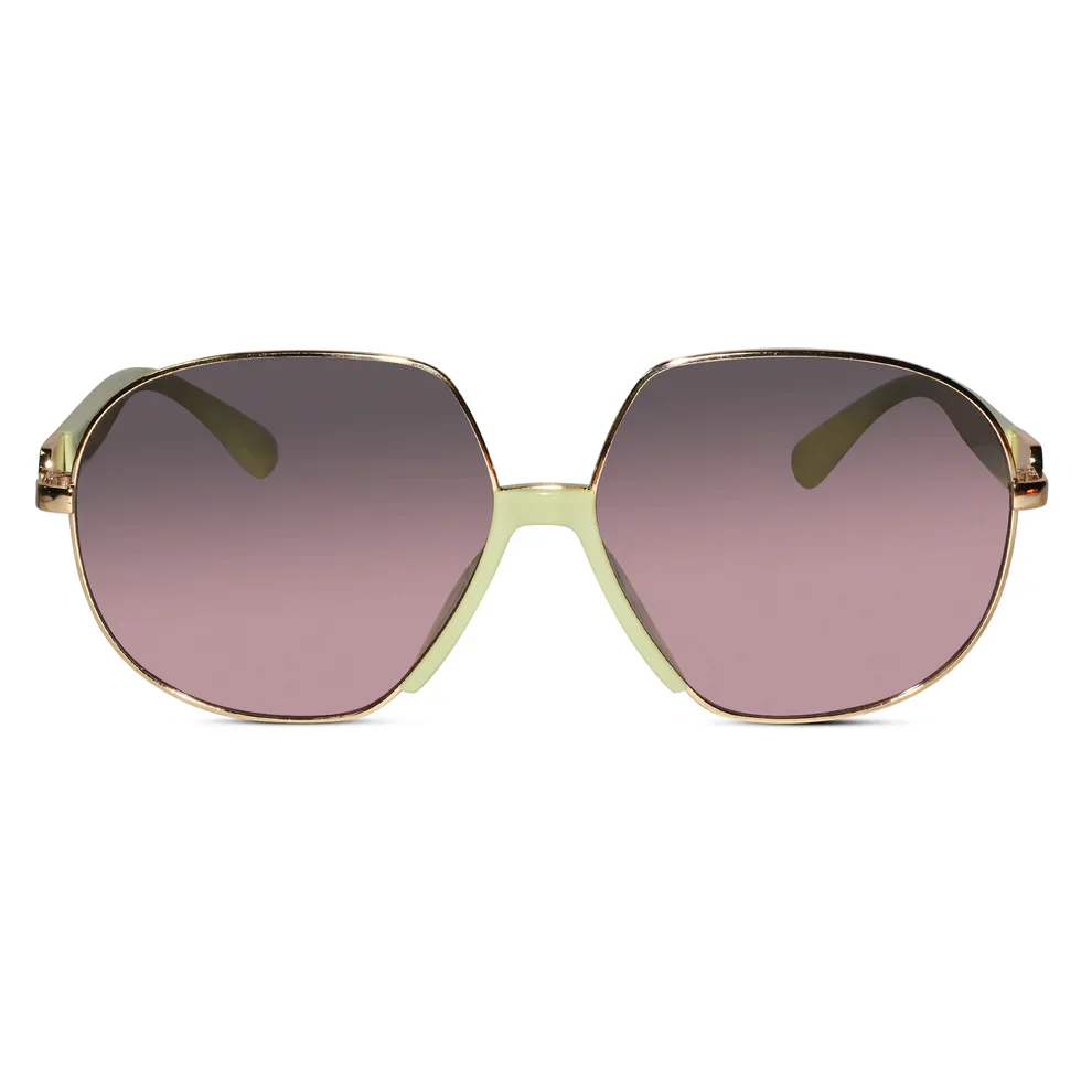 Designer Golden/Purple Oversize Sunglasses For Women - Image 5