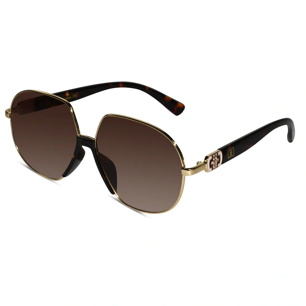 Designer Golden/Purple Oversize Sunglasses For Women - Image 7