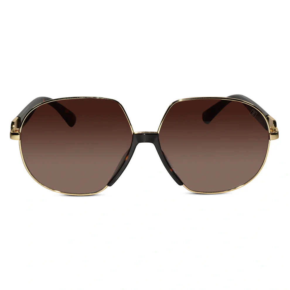 Designer Golden/Purple Oversize Sunglasses For Women - Image 8