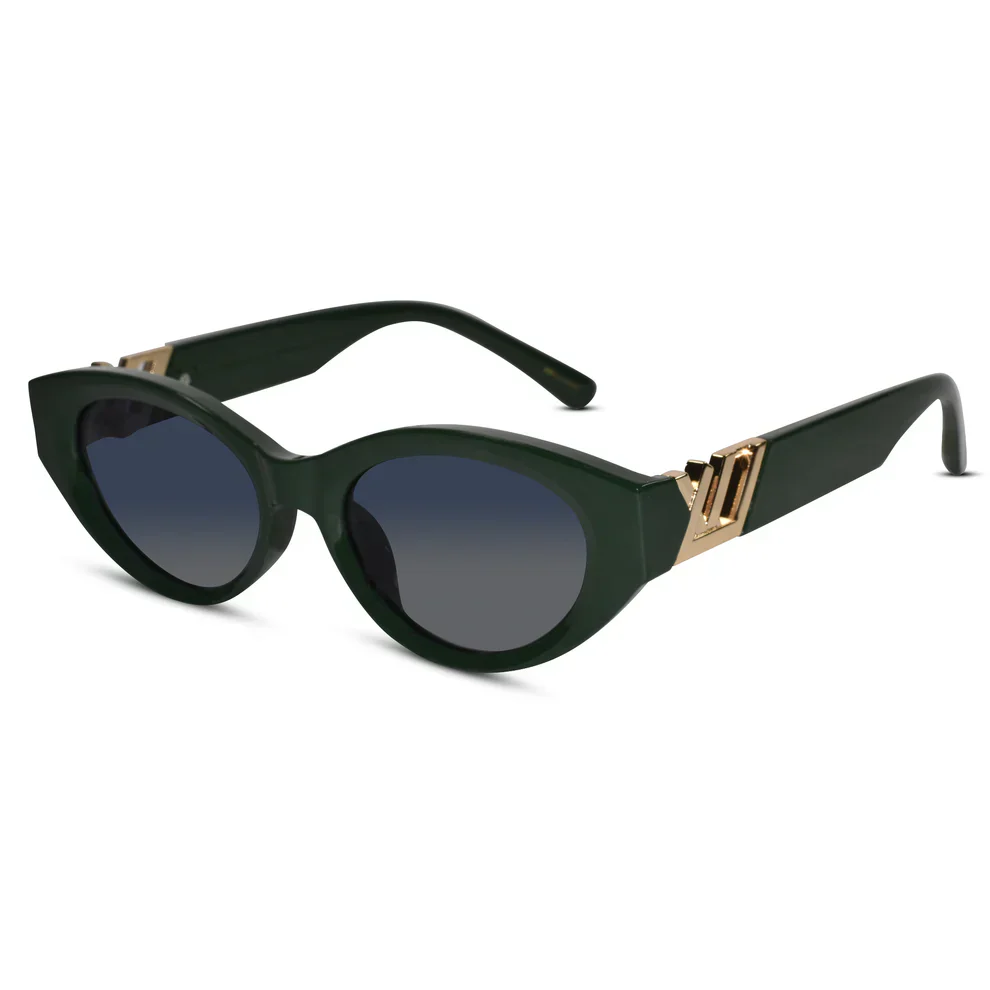 Designer Matt Brown Cat Eye Sunglasses For Women - Image 12