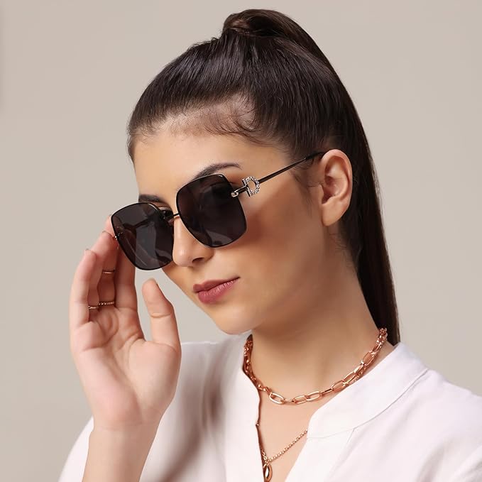 Designer Oversize Black Square Sunglasses - Image 2