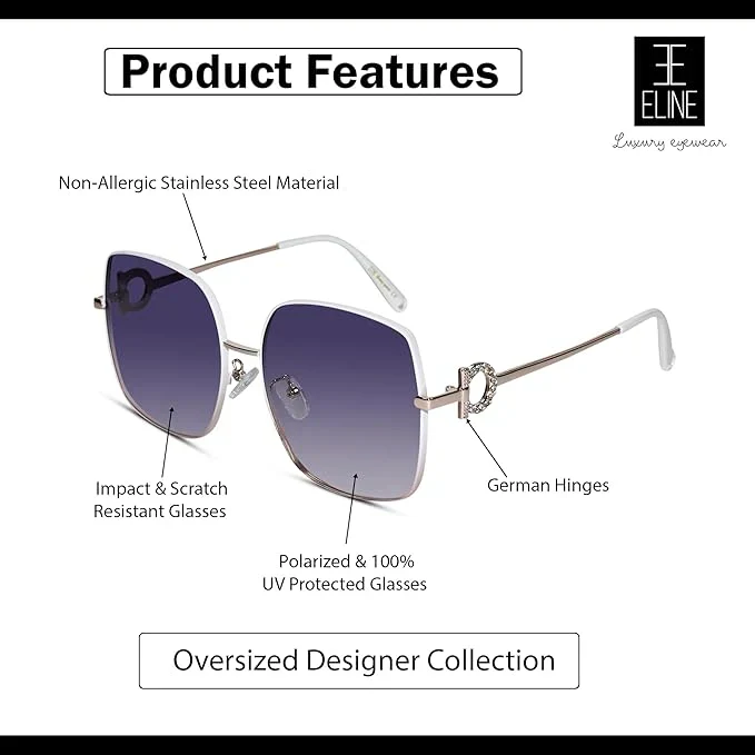 Designer Oversize Black Square Sunglasses - Image 9
