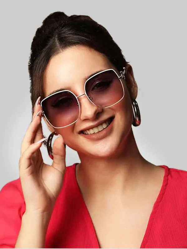 Designer Oversize White Square Sunglasses - Image 2