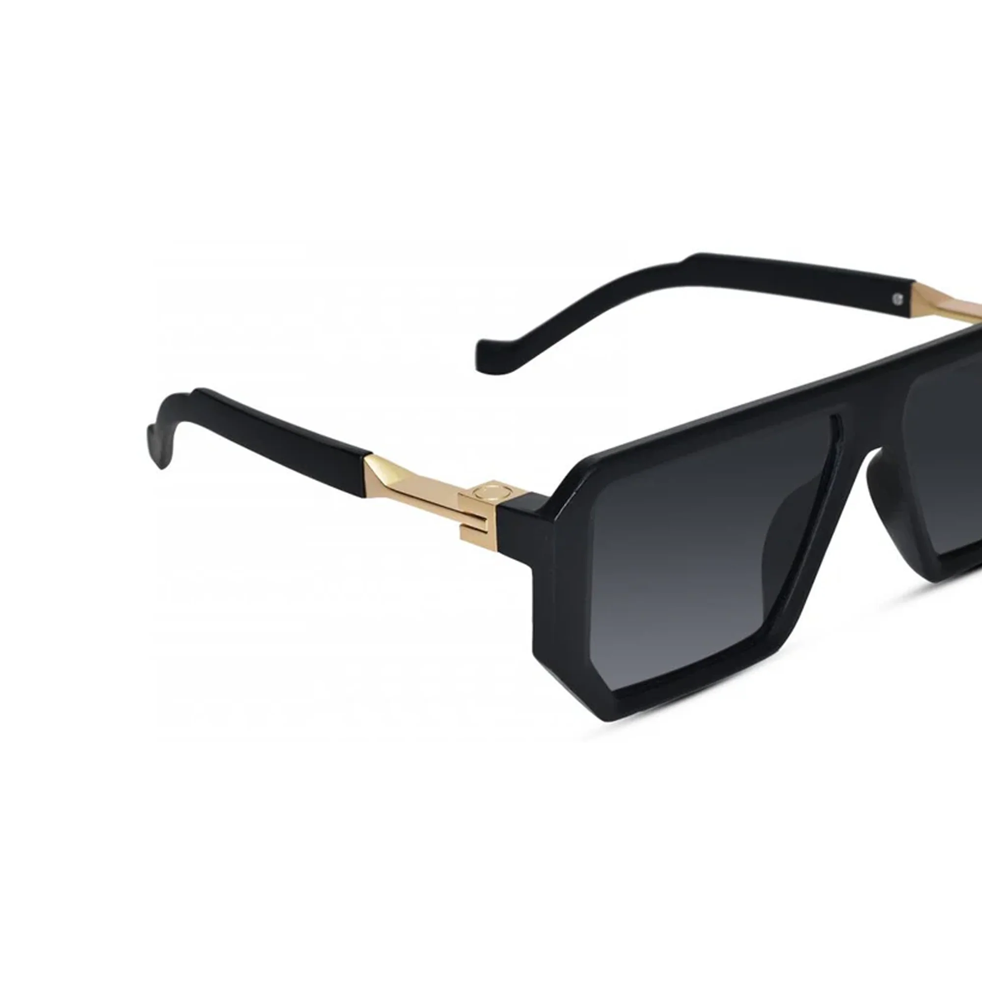Designer Retro Matt Black Sunglasses For Men - Image 3
