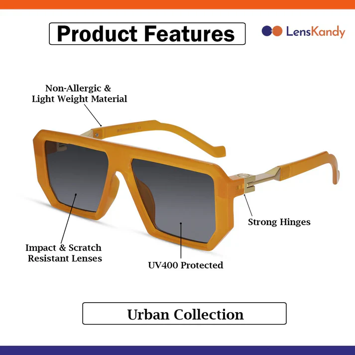 Designer Retro Matt Black Sunglasses For Men - Image 6