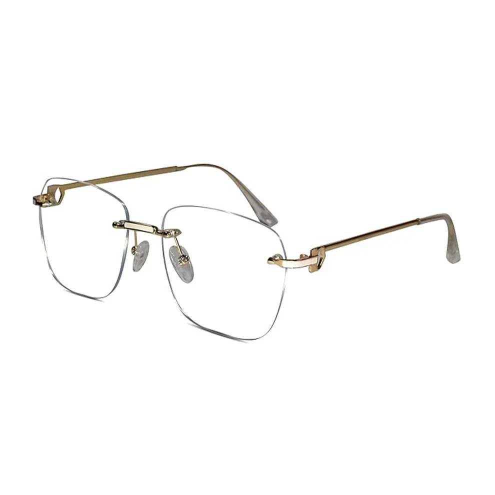 Designer Silver Frameless Rectangular Computer Glasses - Image 4