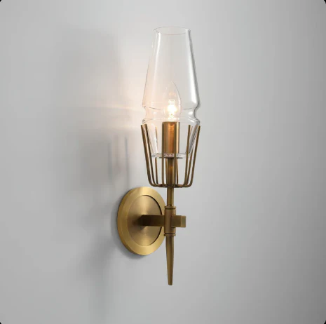 Diamond Shape Glass & Metal Golden Wall Lamp - Image 6