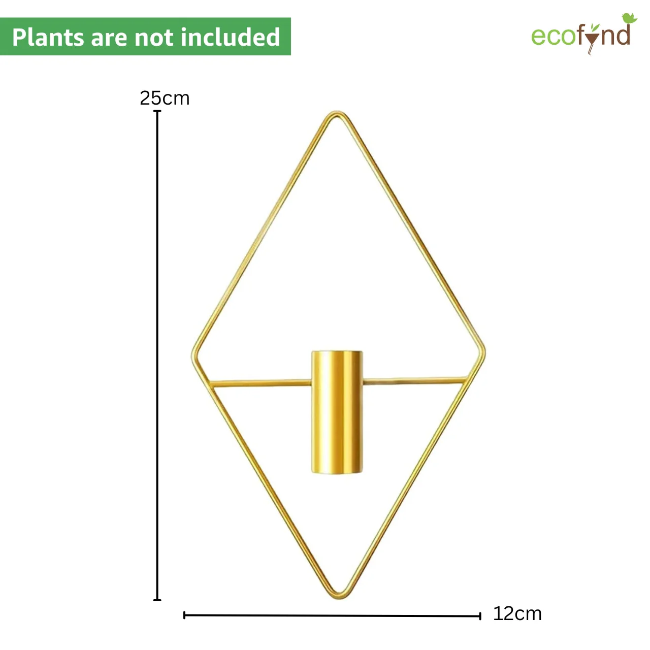 Diamond Shape Wall Hanging Planter – Gold Metal (Set of 2) - Image 2
