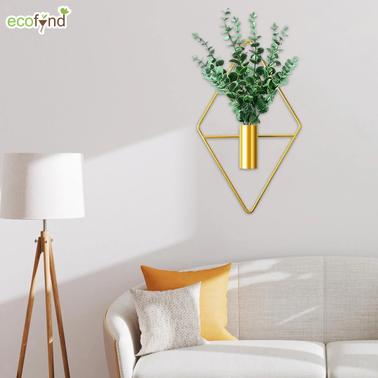 Diamond Shape Wall Hanging Planter – Gold Metal (Set of 2) - Image 6
