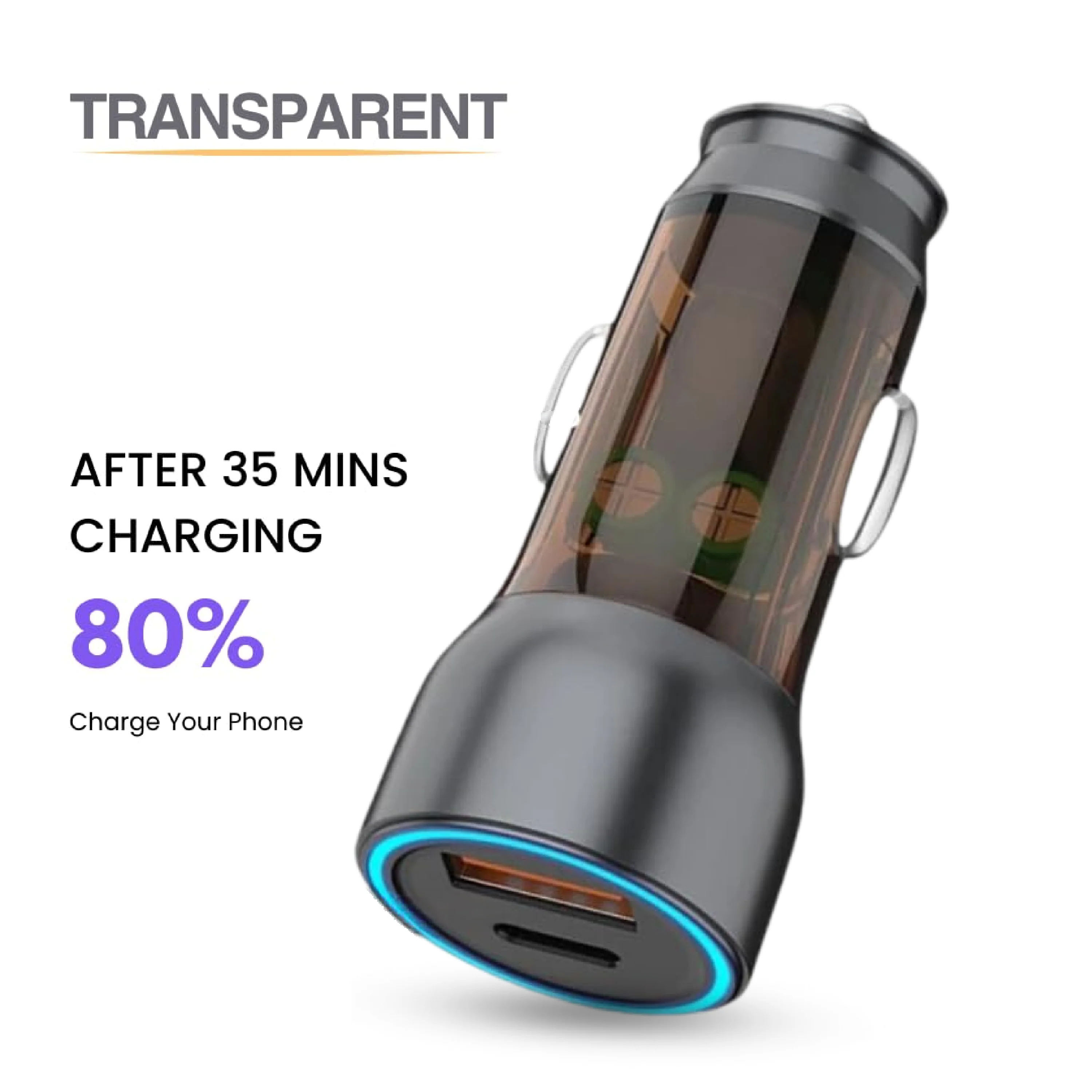 Digimate 145W SuperVooc Car Charger - Dual USB + PD Ports, Fast Charging (DG-CC-22) - Image 5
