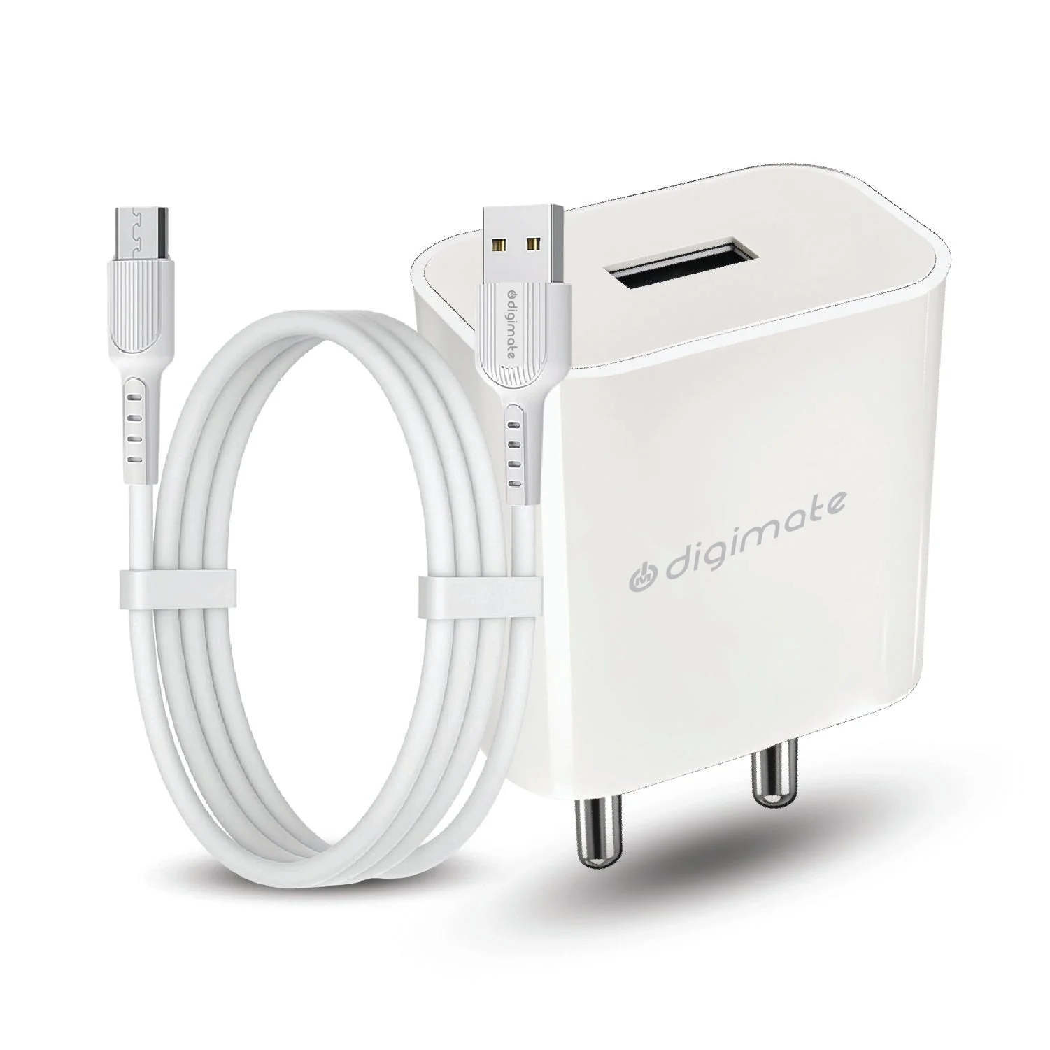 Digimate 15W Single USB Port Charger With Micro USB Cable (DG-ADP-1007, White)