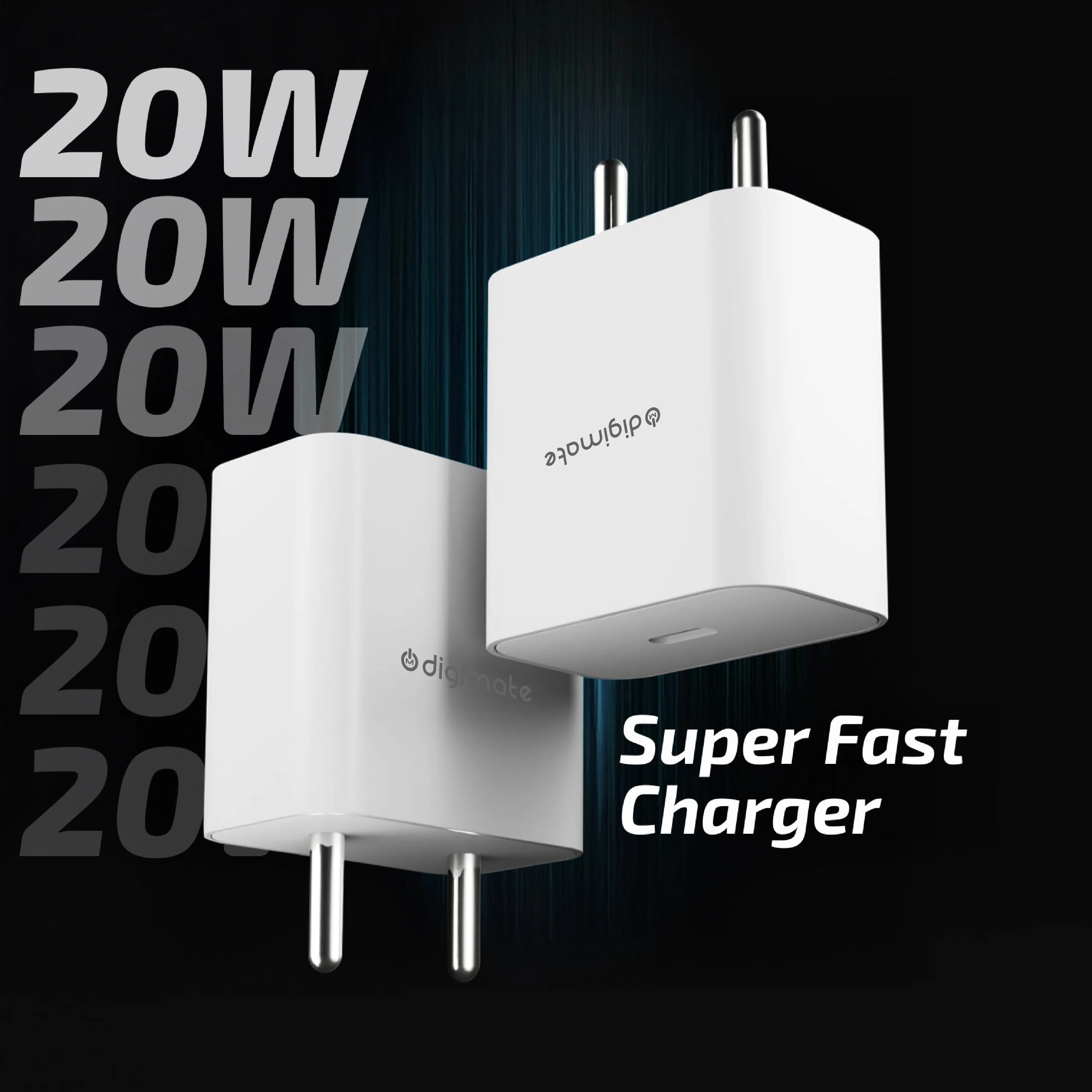 Digimate 20W PD Type-C Fast Charger with Type-C to Type-C Cable (DG-ADP-1004, White) - Image 3