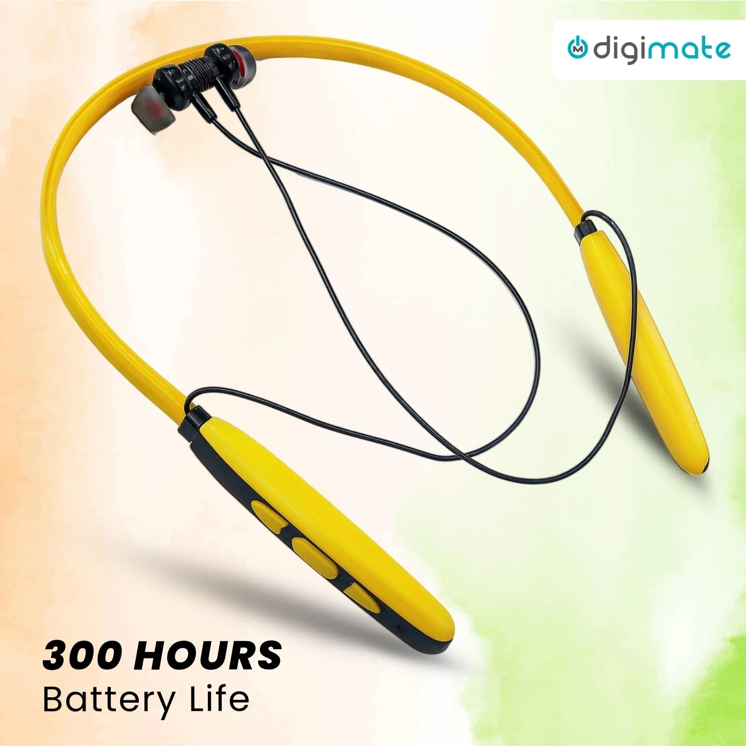 Digimate Aazadi 2.0, 30Hours Play Time Neckband, 5.0Bluetooth Voice Assistant Type-C Fast Charging With MIC (DG-NB-1010, Yellow) - Image 5