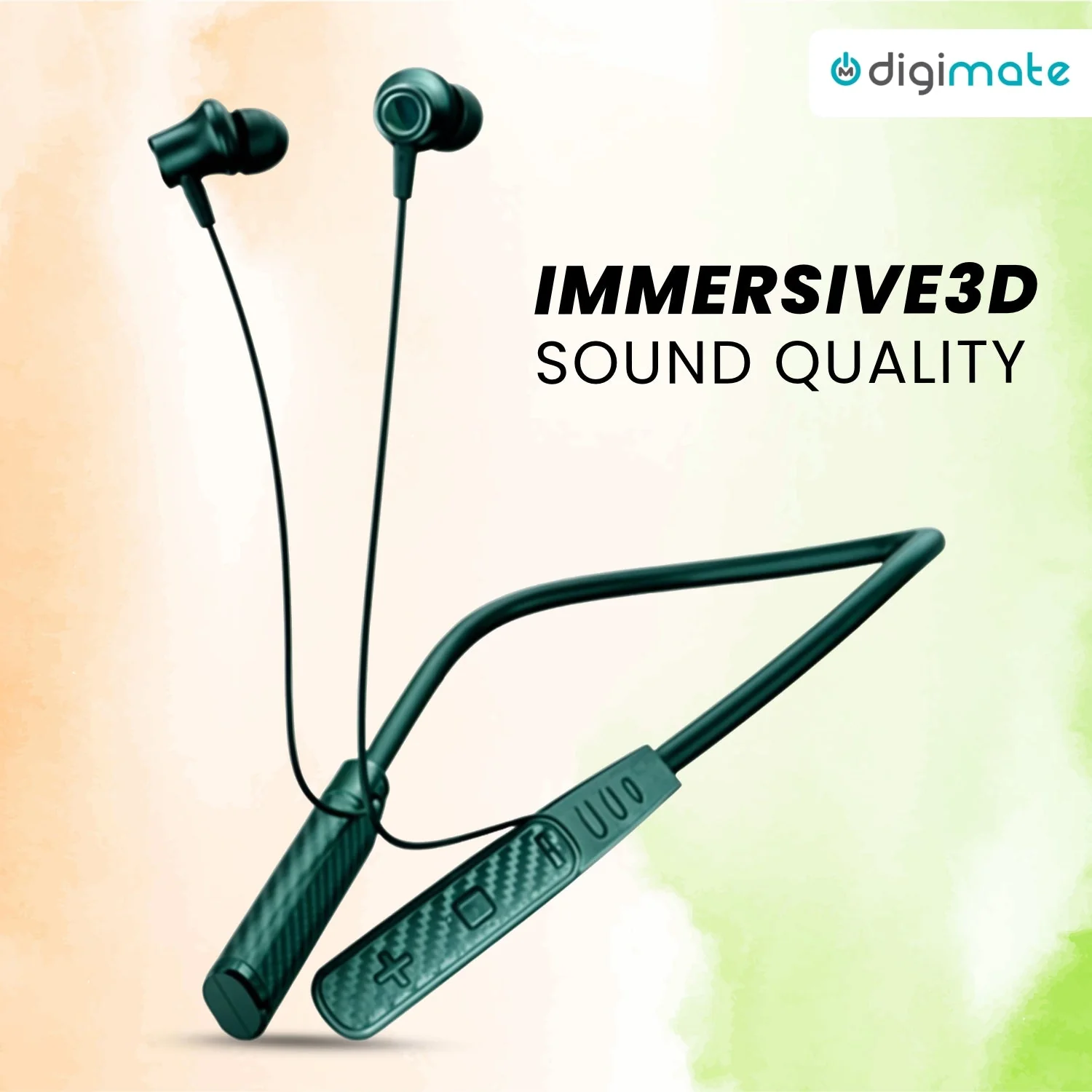 Digimate Aazadi 30Hours Play Time Neckband, 5.0 Bluetooth Voice Assistant Immersive 3D Sound with MIC (DG-NB-1005, Green) - Image 4