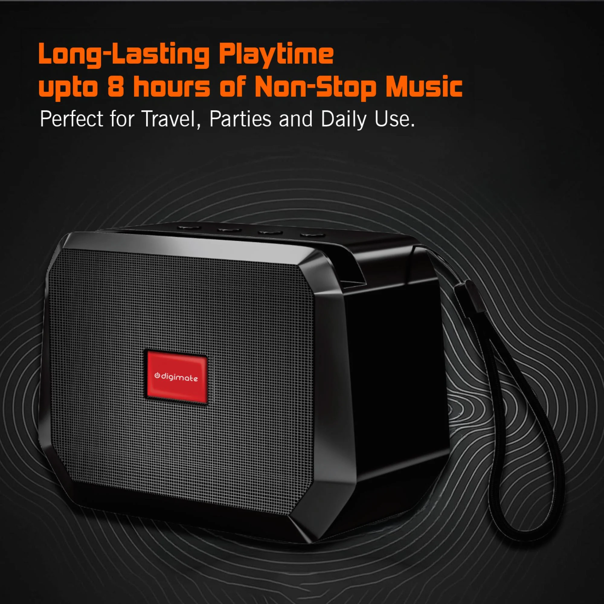 Digimate Boom Brick 10W Bluetooth Speaker with 800mAh Battery, 8H Playtime, Deep Bass Sound ( (DG-S-Boom, Black) - Image 6