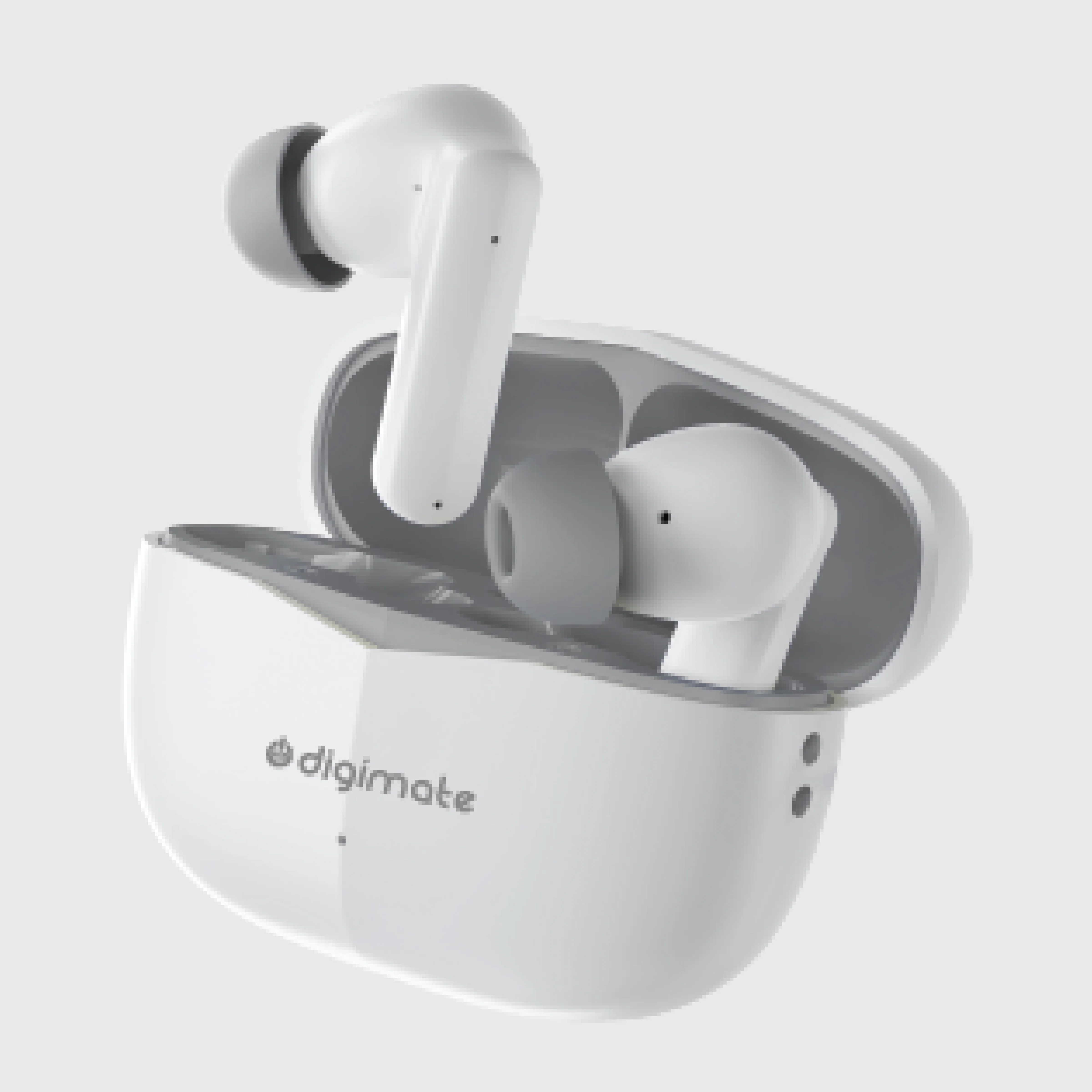 Digimate Budmax True Wireless Earbuds With 30H Playtime, Bluetooth 5.2, Dual Mic for Clear Calls, 300mAh Battery, Type-C Fast Charging, Voice Assistant Enabled (White)