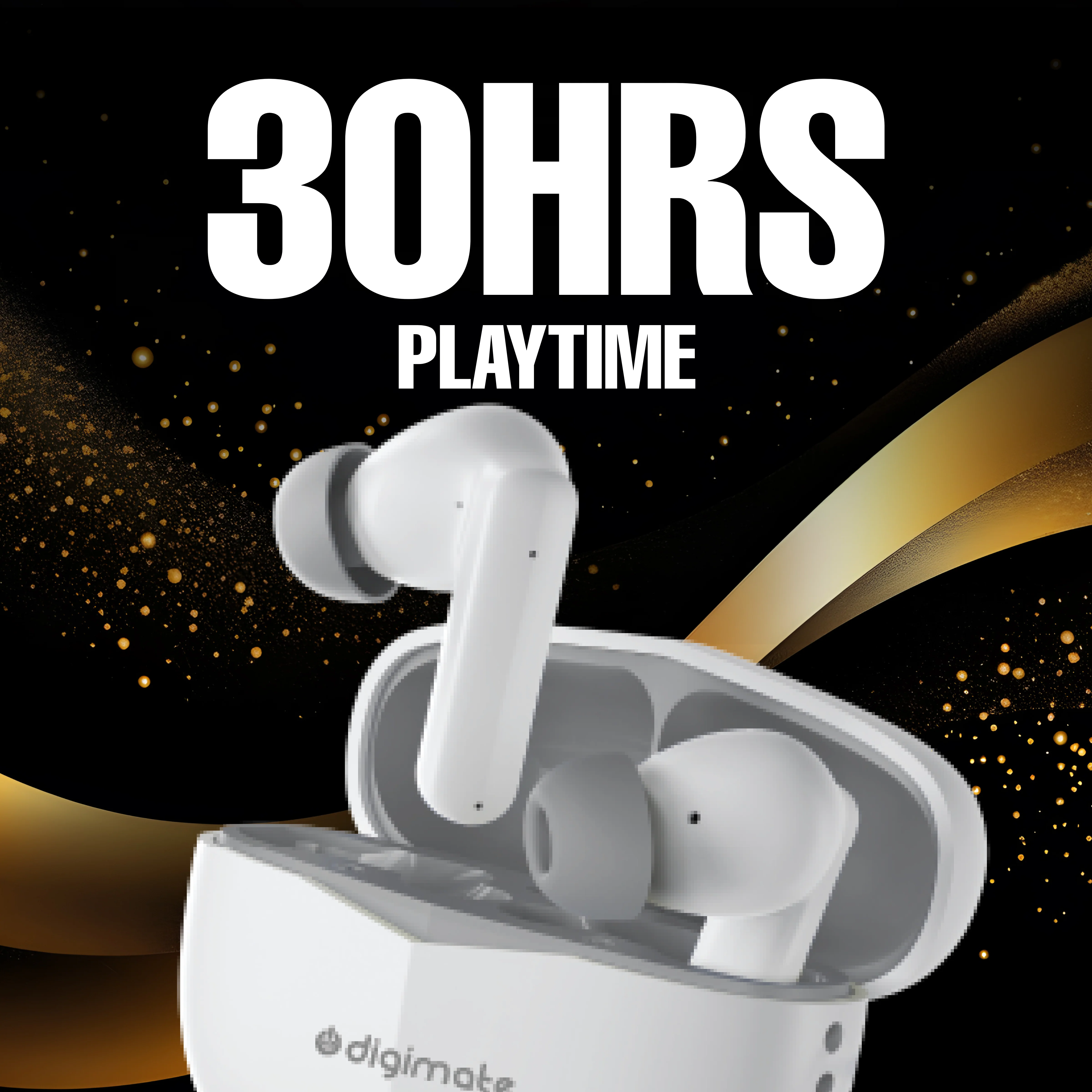 Digimate Budmax True Wireless Earbuds With 30H Playtime, Bluetooth 5.2, Dual Mic for Clear Calls, 300mAh Battery, Type-C Fast Charging, Voice Assistant Enabled (White) - Image 5