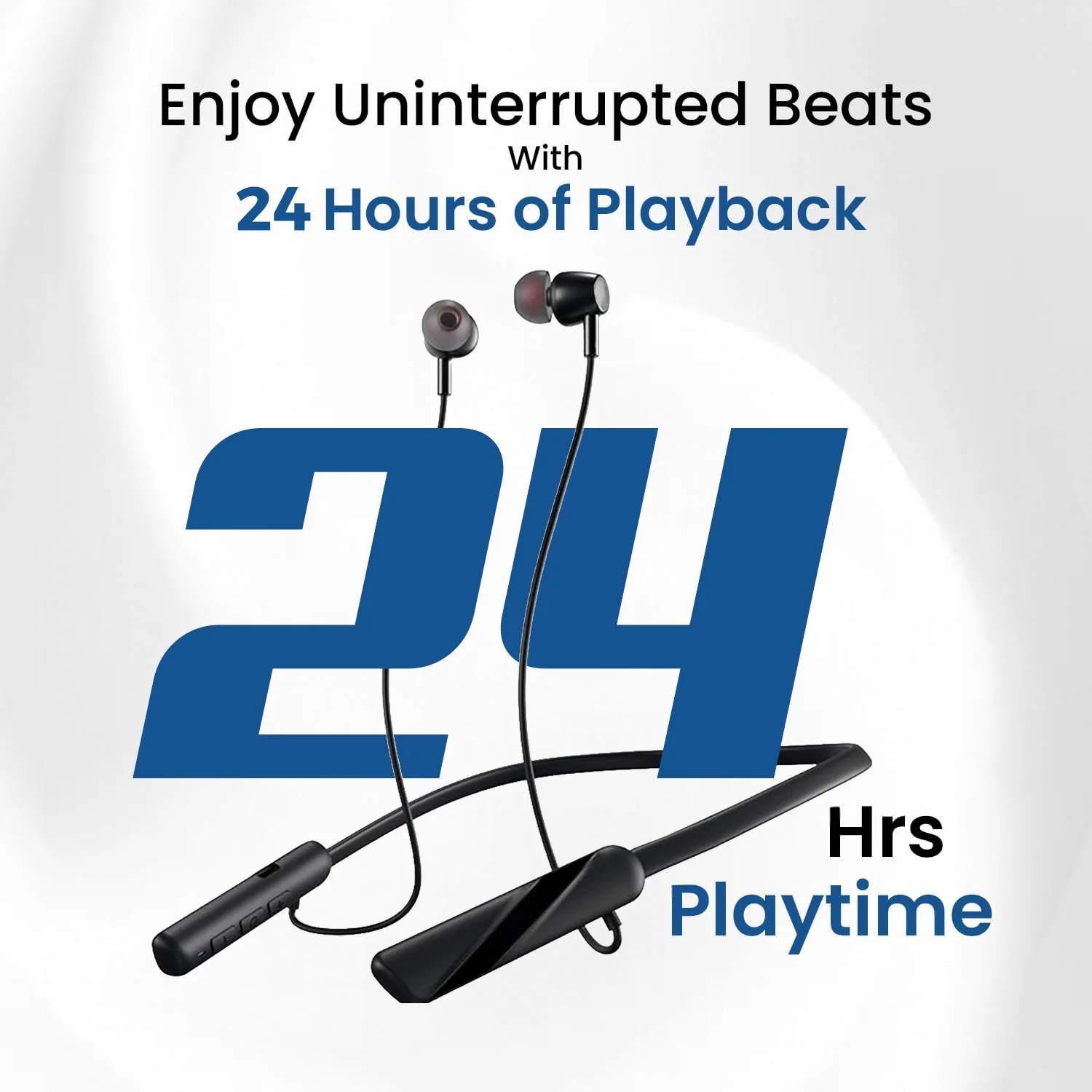 Digimate Dhun Neckband With 24 Hours Playtime, Bluetooth 5.2, 300mAh Battery, Type-C Fast Charge, Built-in Mic (DG-NB-1013-Black) - Image 3
