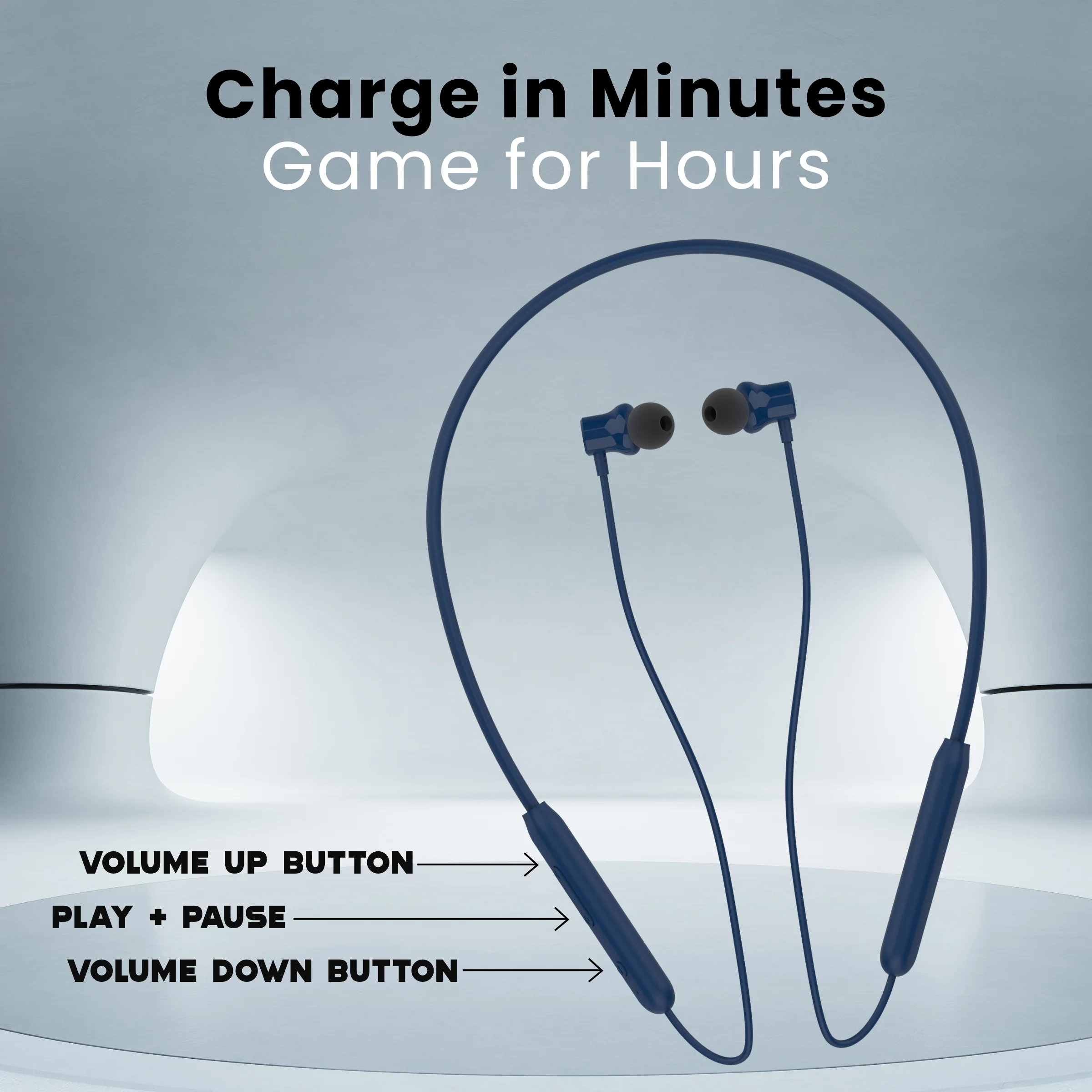 Digimate Gabbar 24Hours Playtime Wireless Bluetooth Neckband, Bluetooth 5.1, Fast Type-C Charging With Mic & Voice Assistant, IPX2 Waterproof (DG-NB-1011, Blue) - Image 7