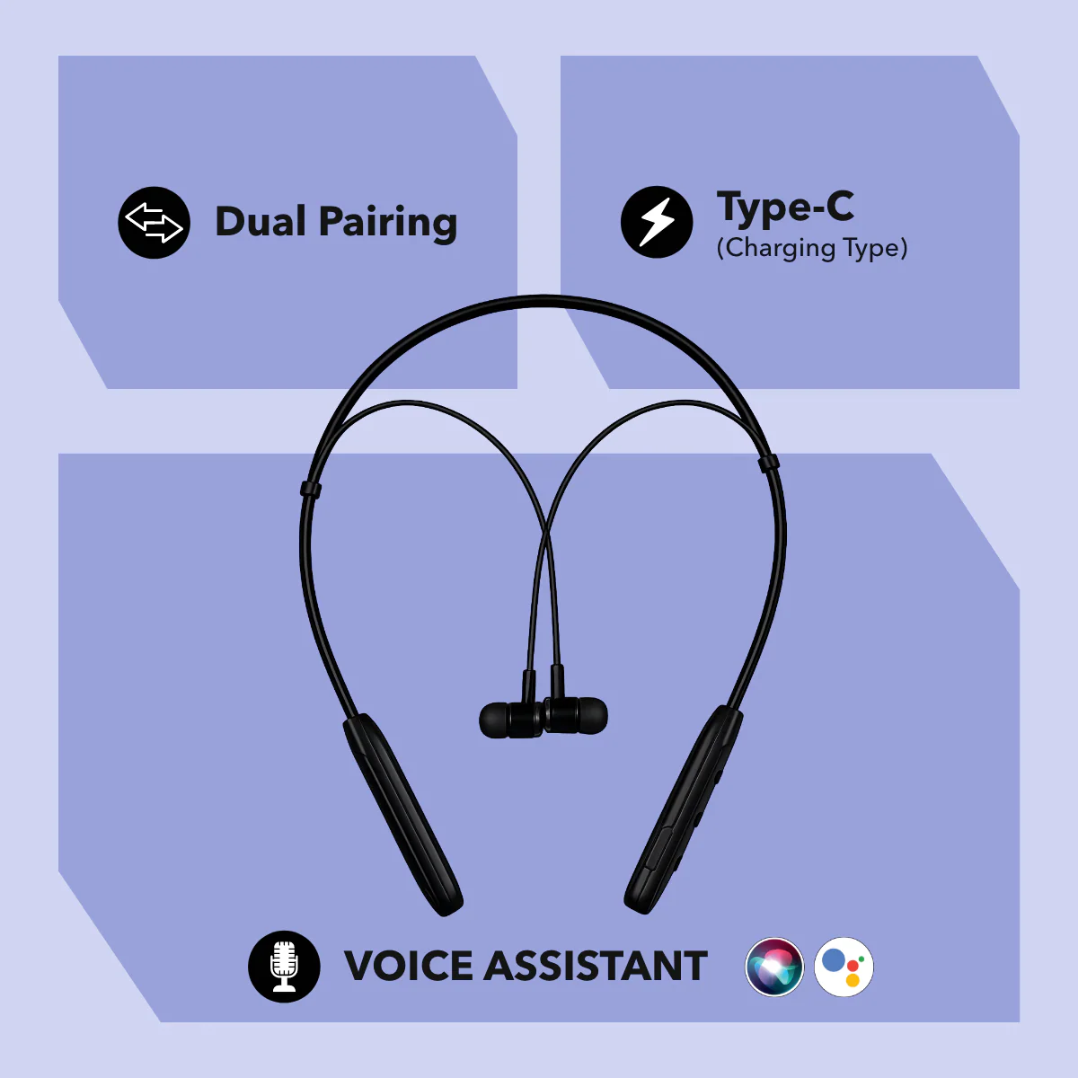Digimate Melody Wireless Neckband, 100Hrs Standby, Bluetooth 5.2, Type-C Fast Charging, Voice Assistant Support (DG-NB-1014) with FREE Thudd Earbuds!! Limited Time Offer! - Image 6