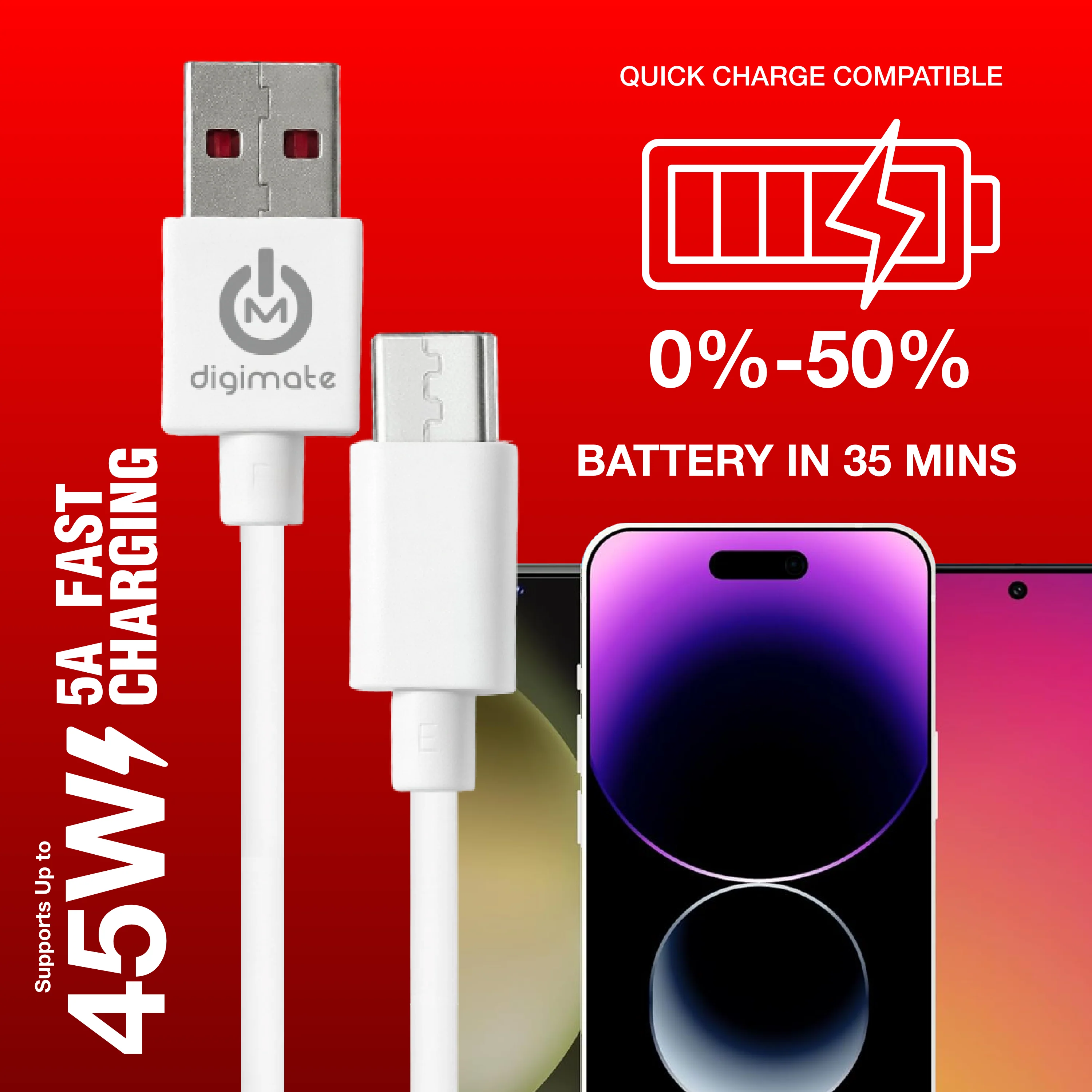 Digimate Raftarr Micro USB Fast Charging Cable, Up to 45W Support, TPE Tangle-Free Design (DG-DC-RAFTAAR-01) - Image 4