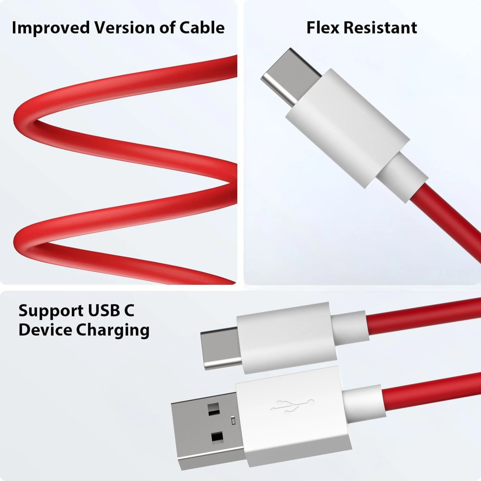 Digimate Red Alert Hight Quality USB to Type C, Support Upto 65 Fast Charging Cable (DG-DC-C-RD-1003, Red) - Image 2