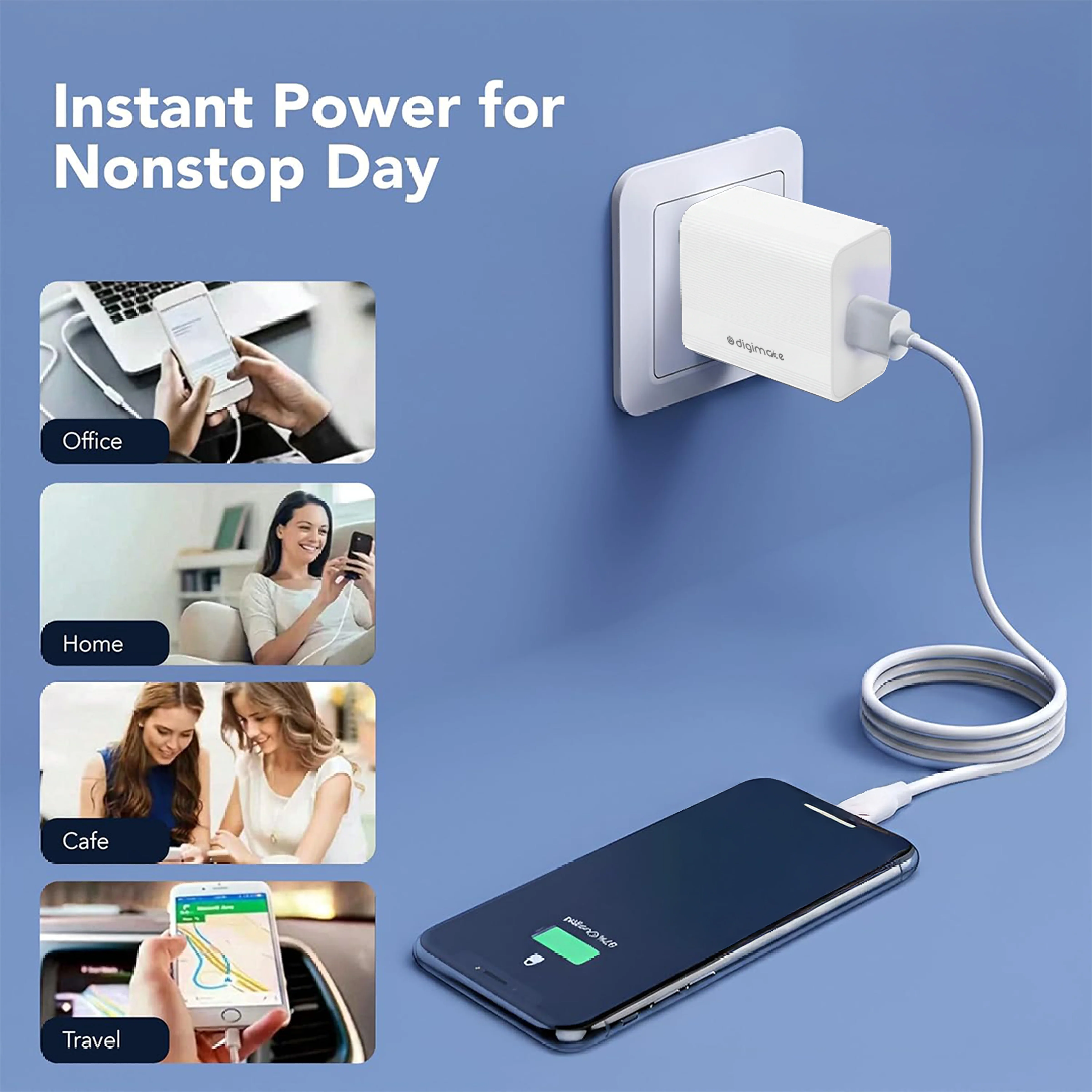 Digimate Voltedge 100W Super Vooc Dash Charger With 1.5 Meter USB to Type C Cable (DG-VOLT-100, White) - Image 4