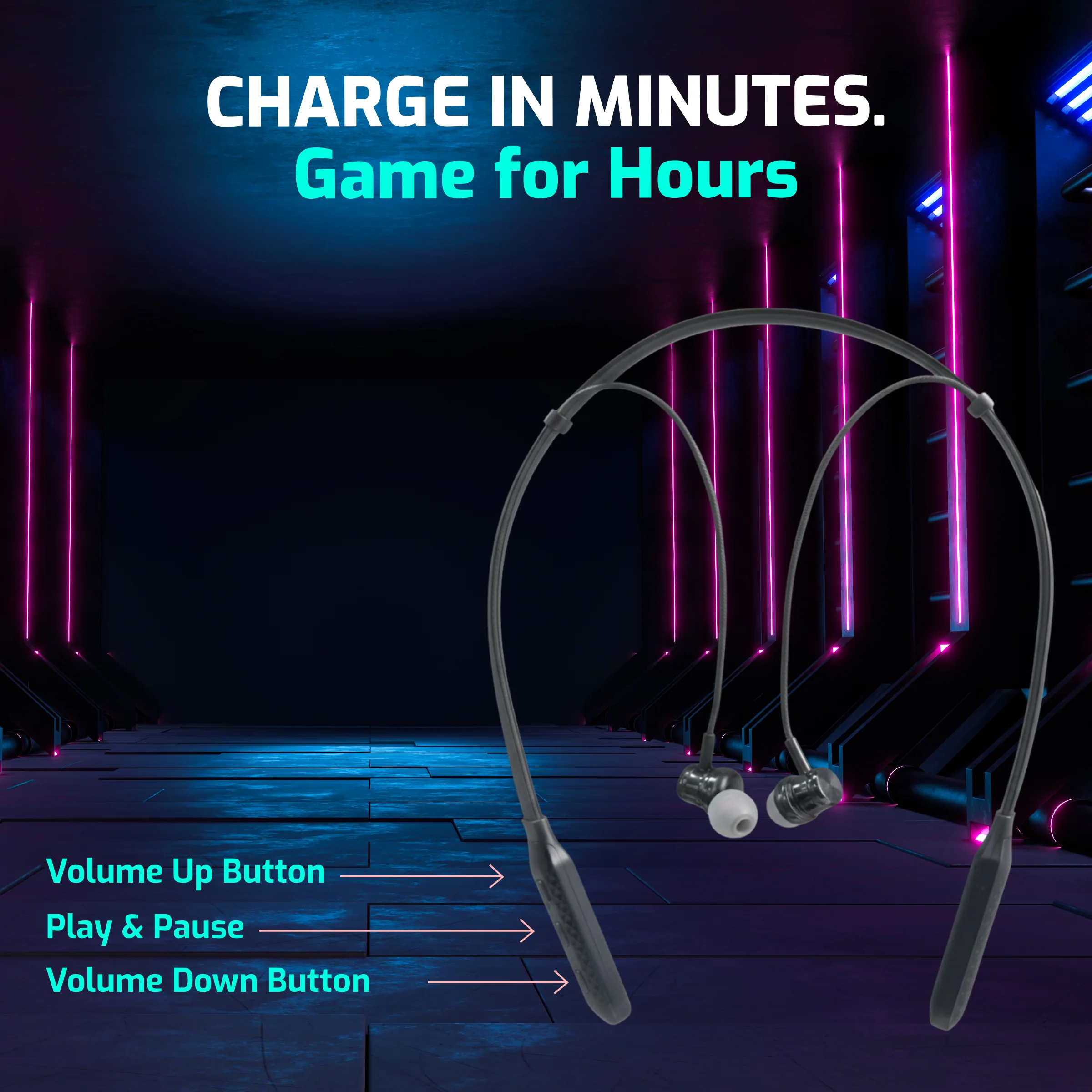 Digimate Yodha Neckband, 24Hrs Playtime, 5.1 Bluetooth Type-C Fast Charging, High-Quality Mic (DG-NB-1009-Black) - Image 6