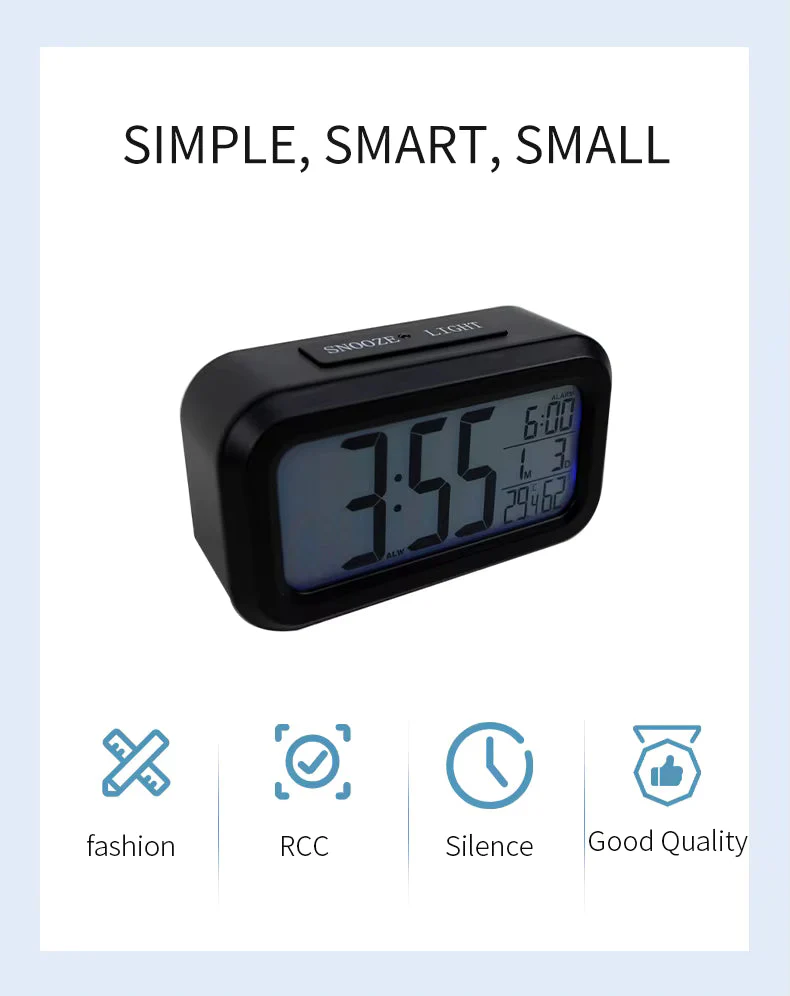 Digital Alarm Table Clock With Bedroom Bedside Clock, Office Desk 1pc - Image 2