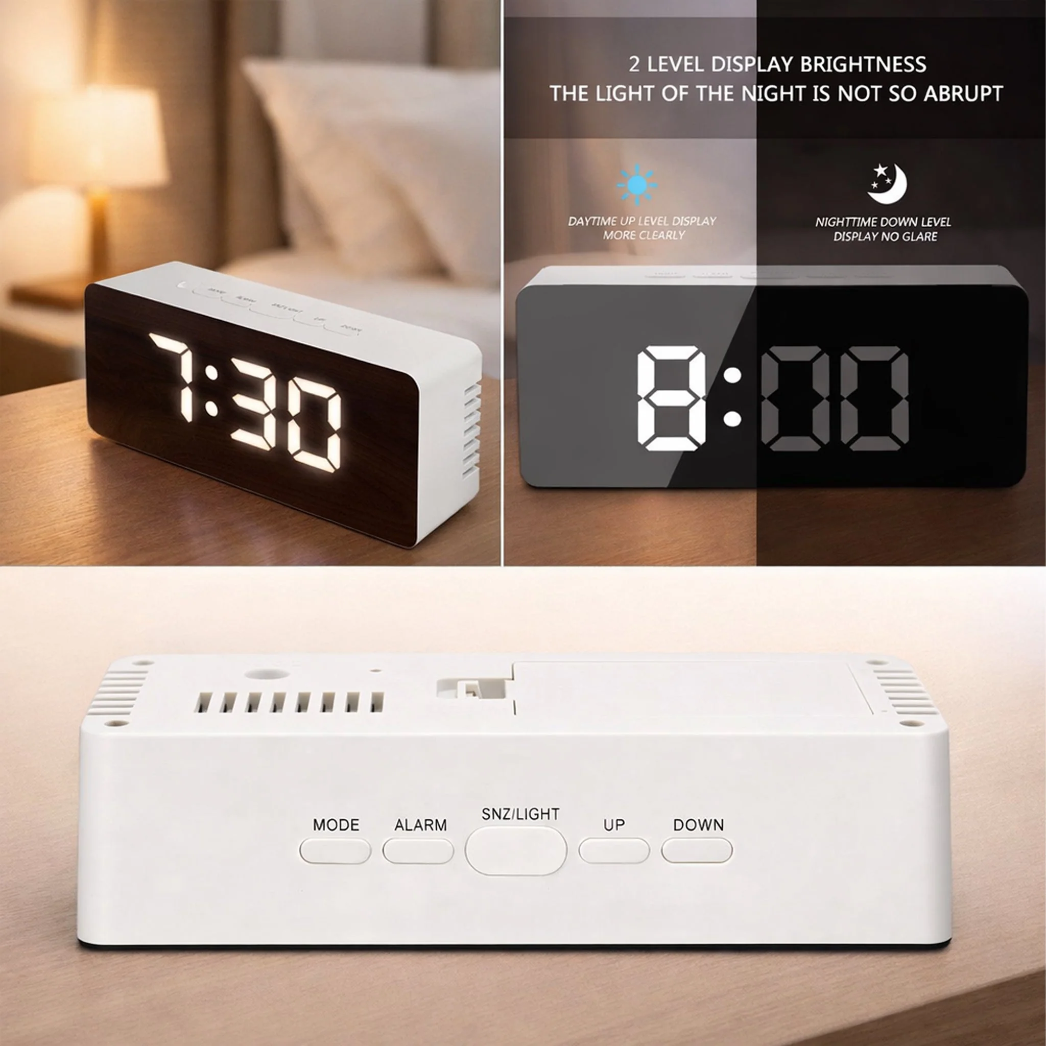 Digital Mirror Alarm Clock | Smart Sensor | Date & Temperature Display (Copy) - Image 2