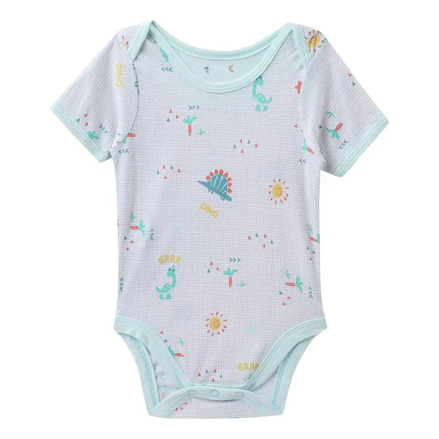 Dino Print Baby Boy Romper (Pack Of 3) - Image 4