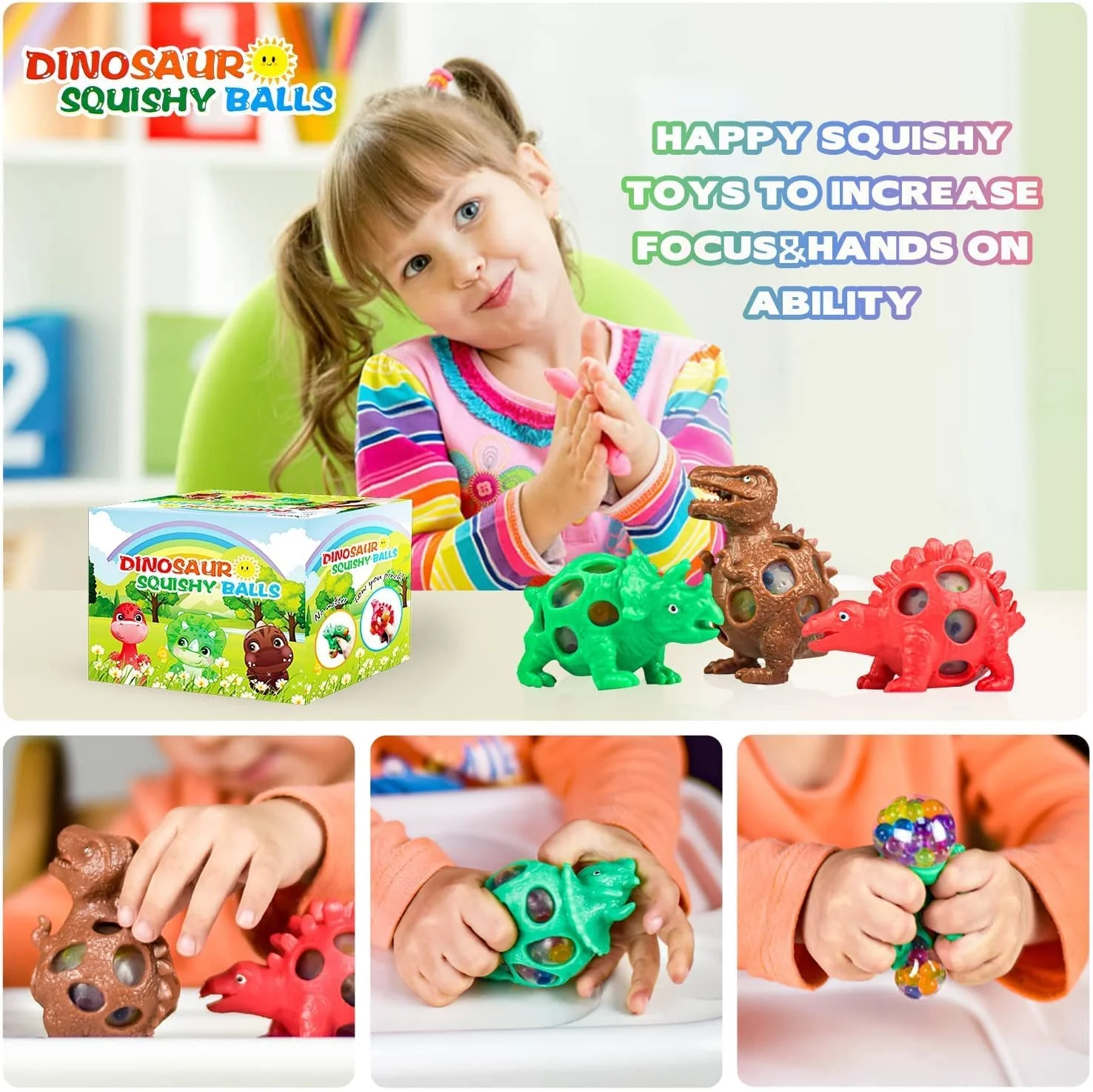 Dino Squeeze: Dinosaur Stress Relief Mesh Ball for Kids - Image 5