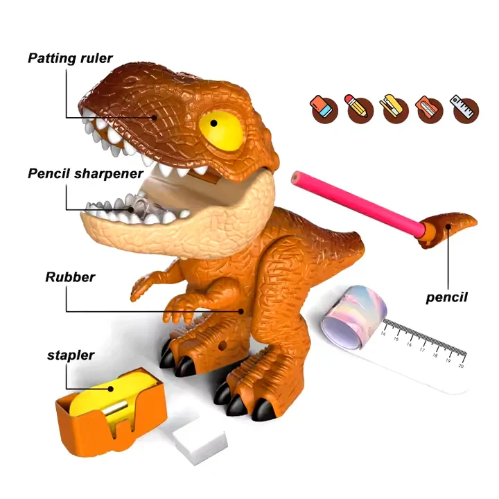 DinoKit: Unique 5-in-1 Dinosaur Stationery Set with Pencil Case & Writing Essentials – Fun School Supplies & Perfect Gift for Kids - Image 2