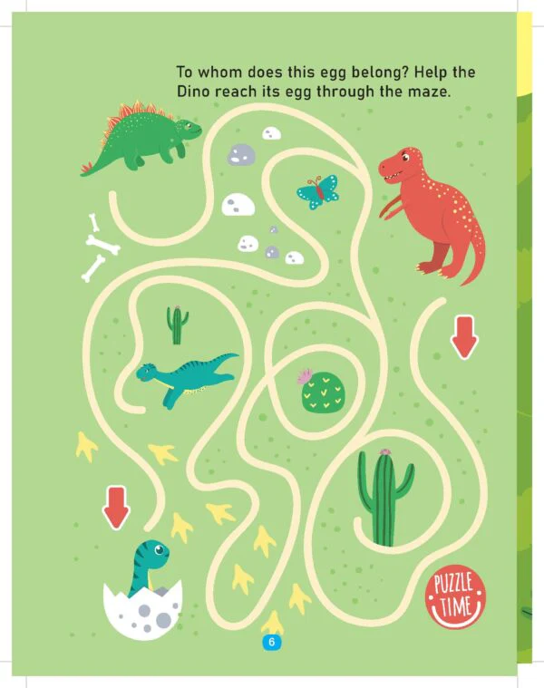 Dinosaur Activity and Colouring Book - Die Cut Animal Shaped Book - Image 3