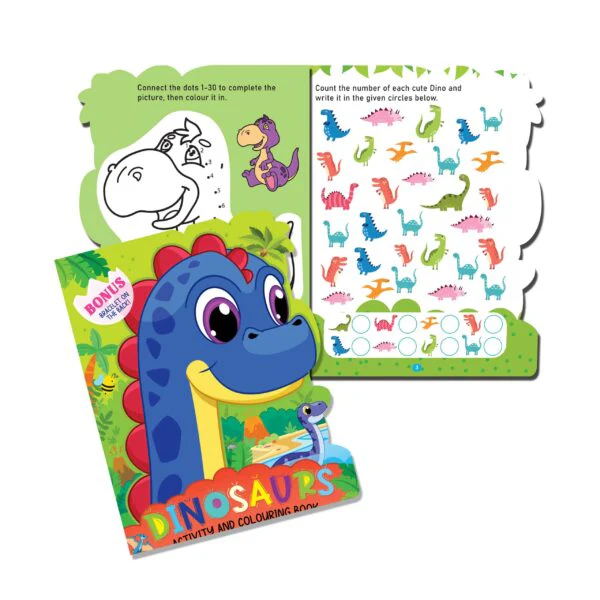 Dinosaur Activity and Colouring Book - Die Cut Animal Shaped Book - Image 6