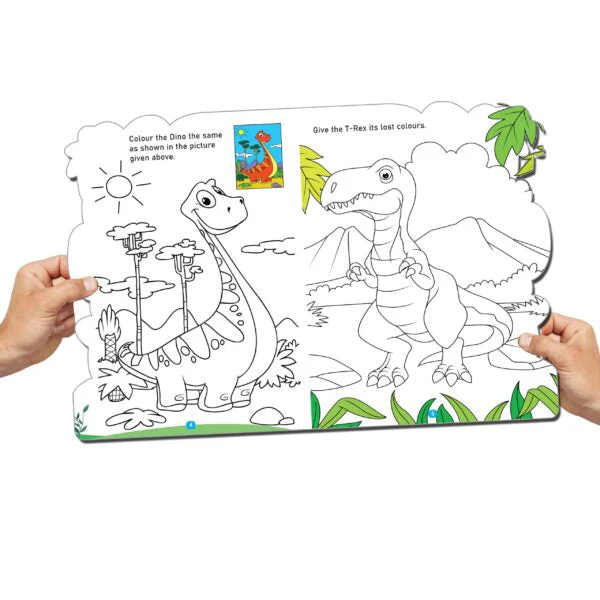 Dinosaur Activity and Colouring Book - Die Cut Animal Shaped Book - Image 7
