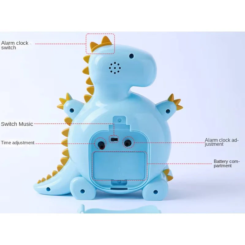 Dinosaur Shaped Alarm Clock For Kid's Bedroom Gift Living Room Decor 1pc - Image 4