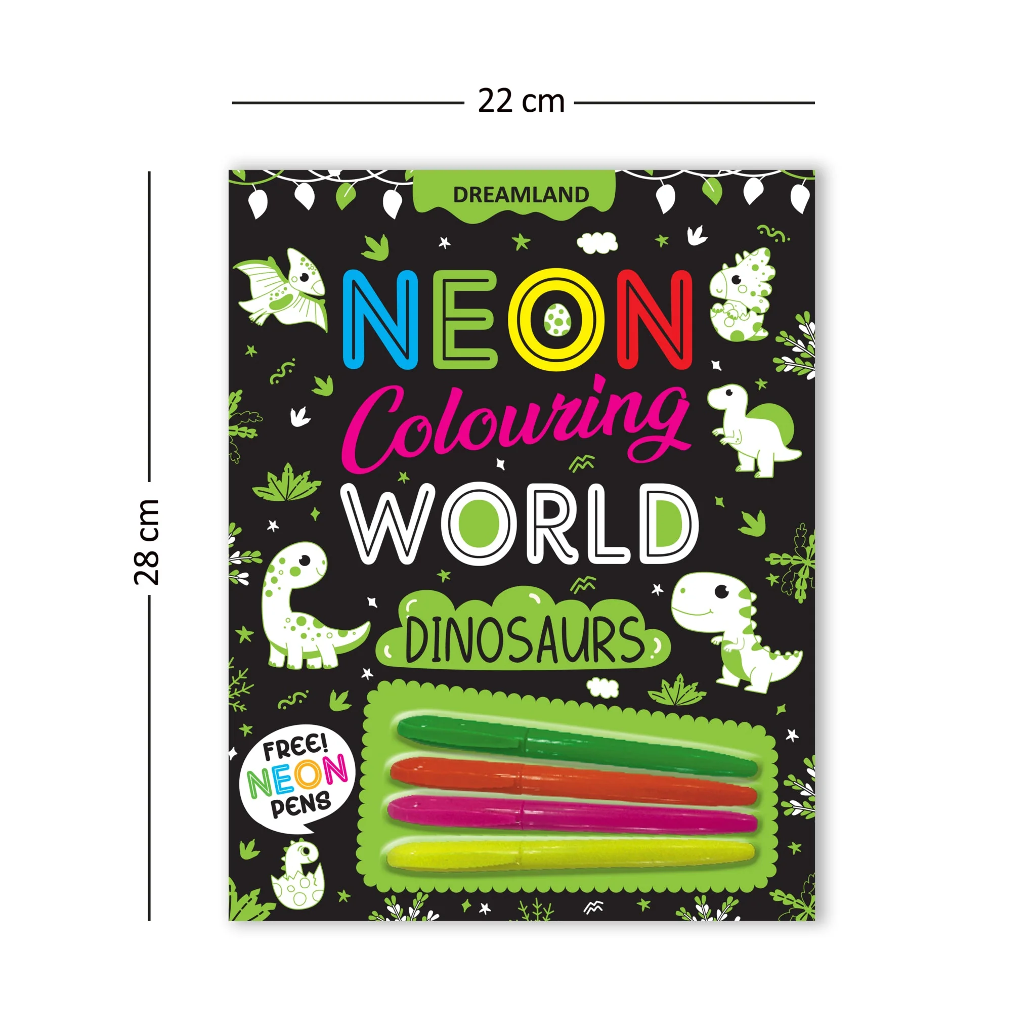 Dinosaurs Neon Colouring World Book for Kids Age 4 - 7 years with Neon Pens - Image 3