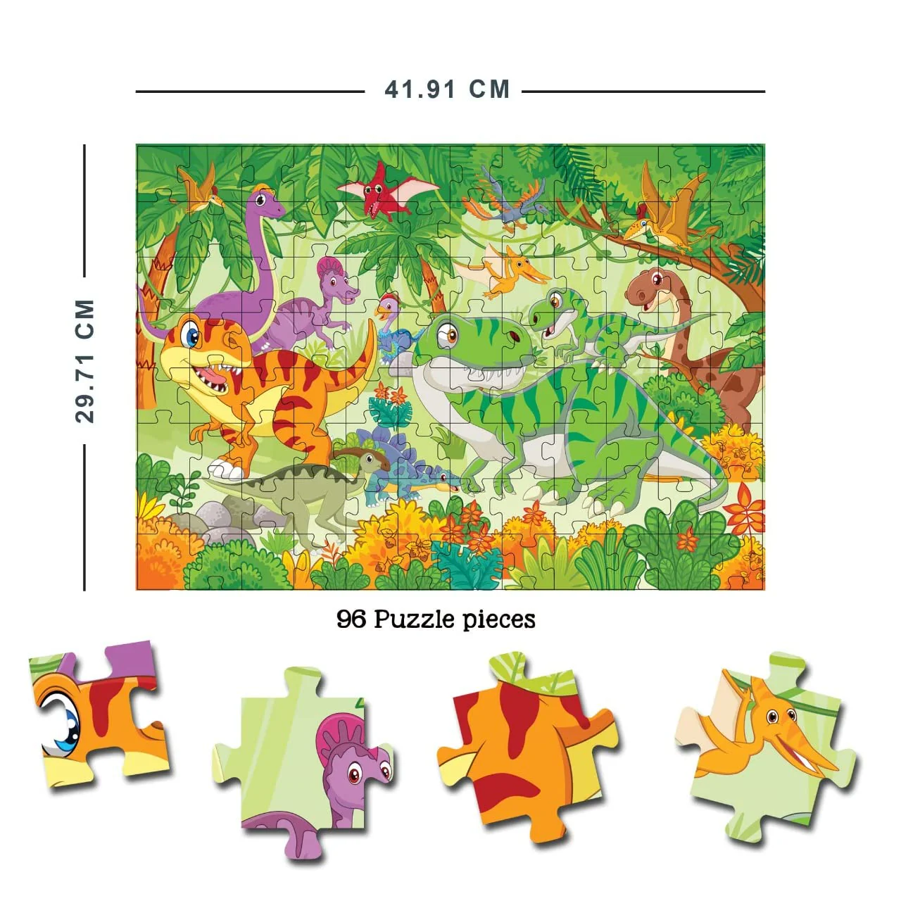 Dinosaurs World Jigsaw Puzzle for Kids – 96 Pcs | With Colouring & Activity Book and 3D Model - Image 3
