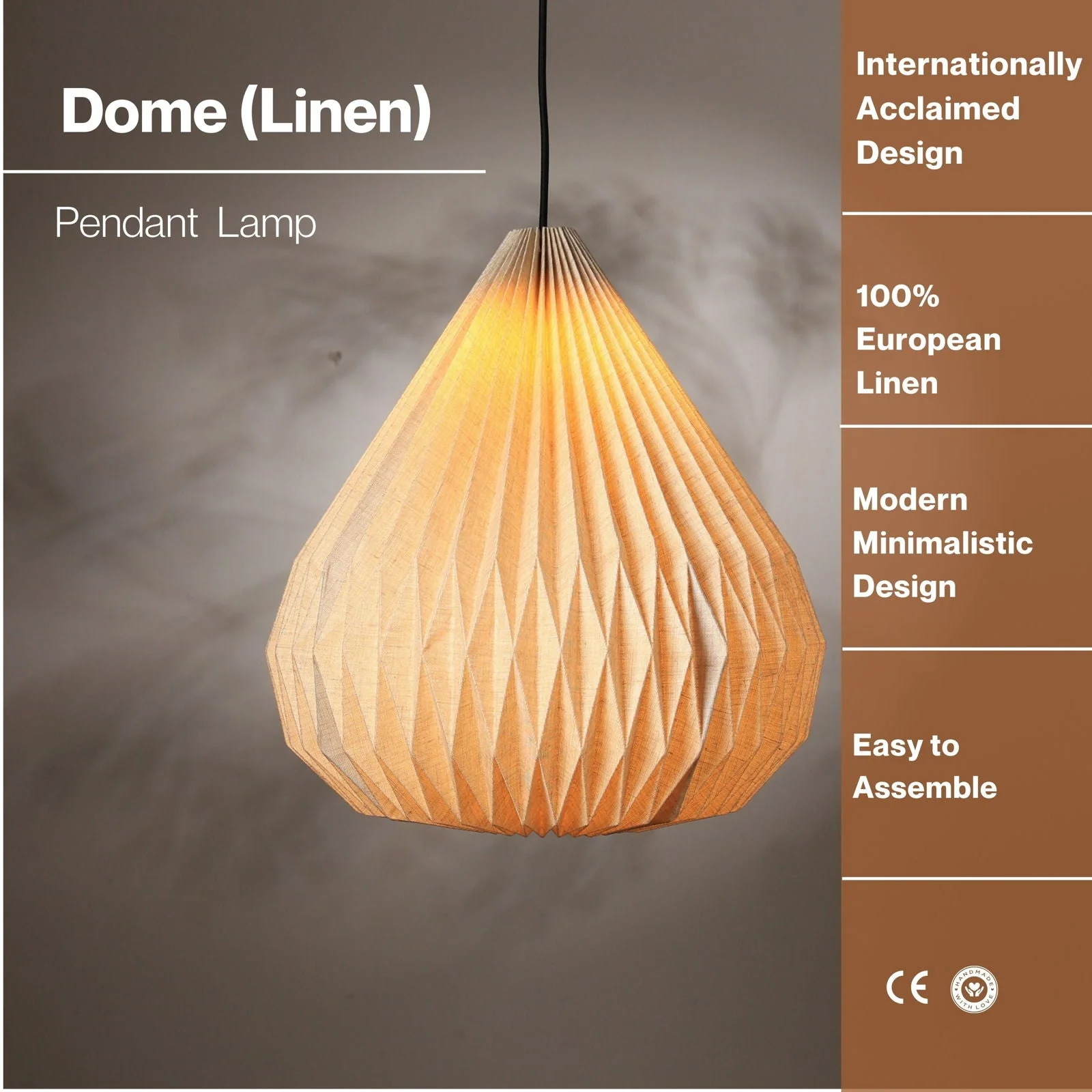 Dome Pendant Lamp - 100% European Linen Pendant Light, Elegant Dome Shape, Modern Design Hanging Light - Image 7