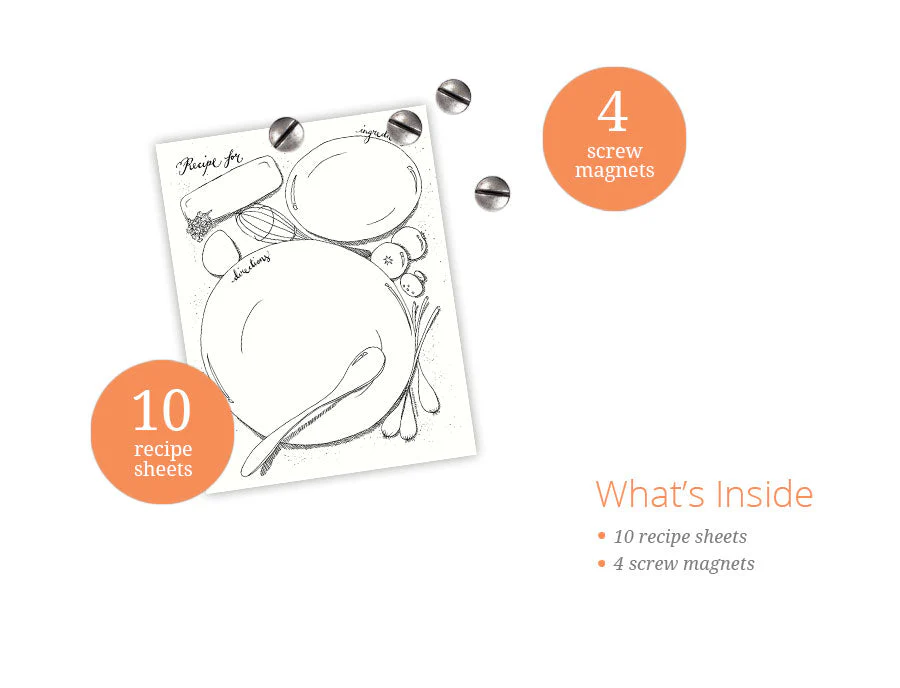 Doodle Recipe Sheets and Fridge Magnet Set - Image 4