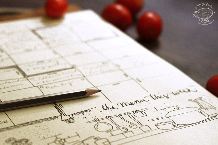Doodle Weekly Menu Planners and Fridge Magnet Set - Image 4
