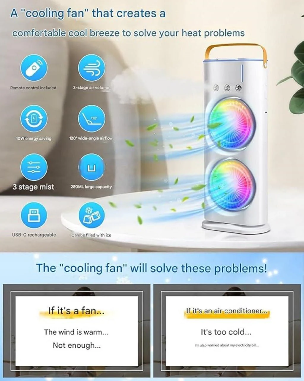 Double End Mini Air Cooler Fan - Image 4