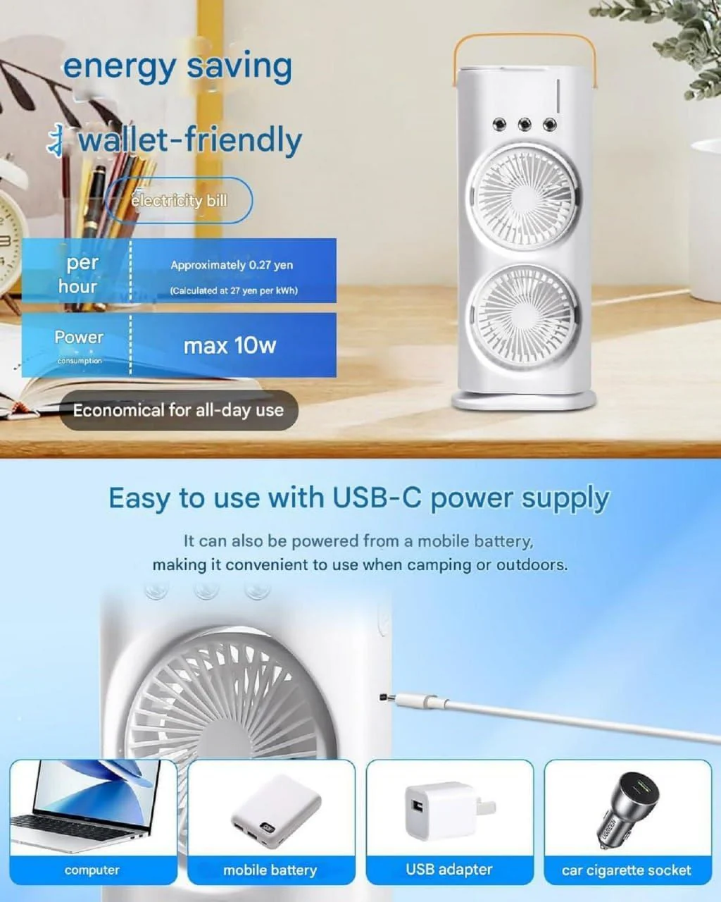 Double End Mini Air Cooler Fan - Image 6